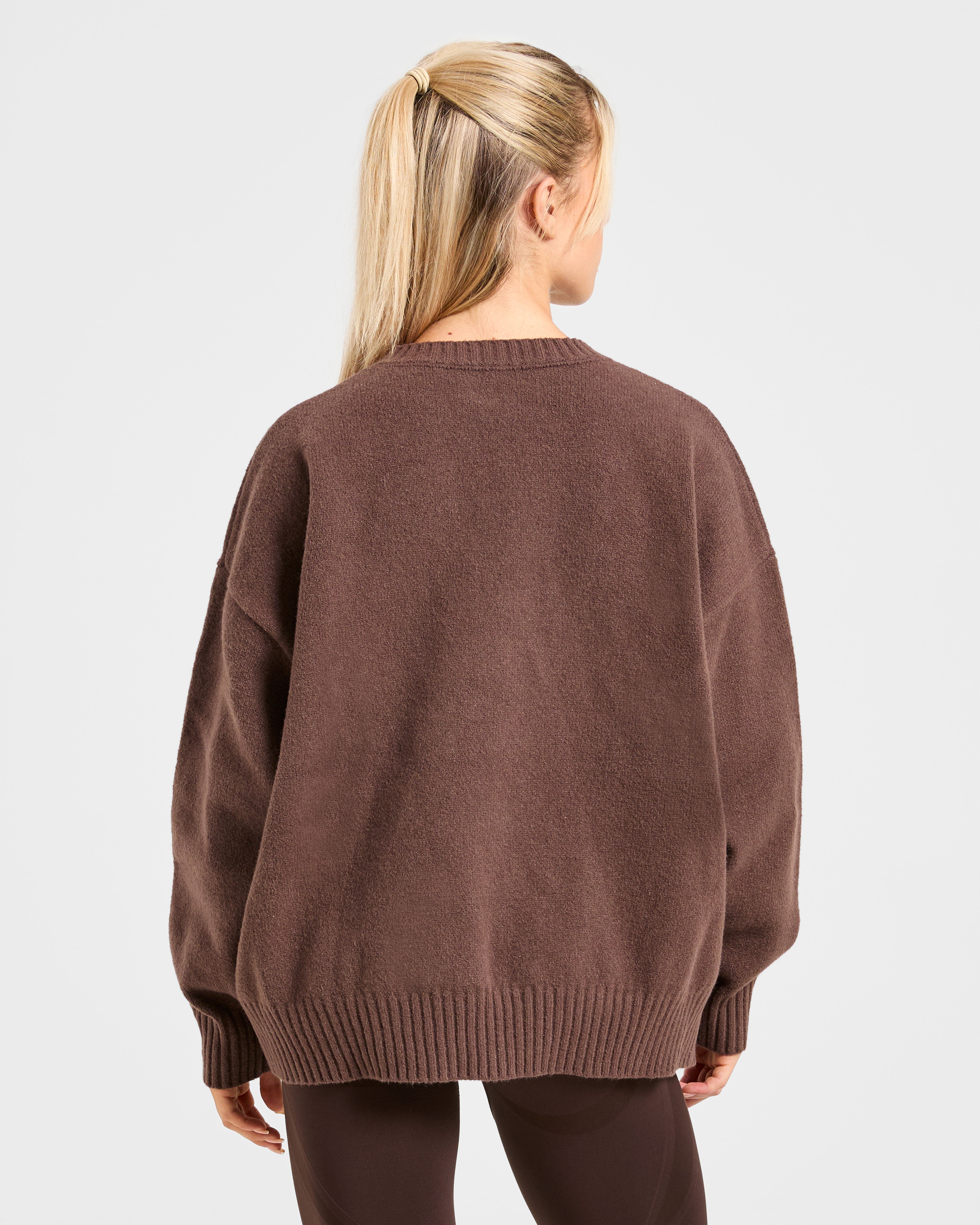 Maglione Lavorato Oversized Varsity - Marrone
