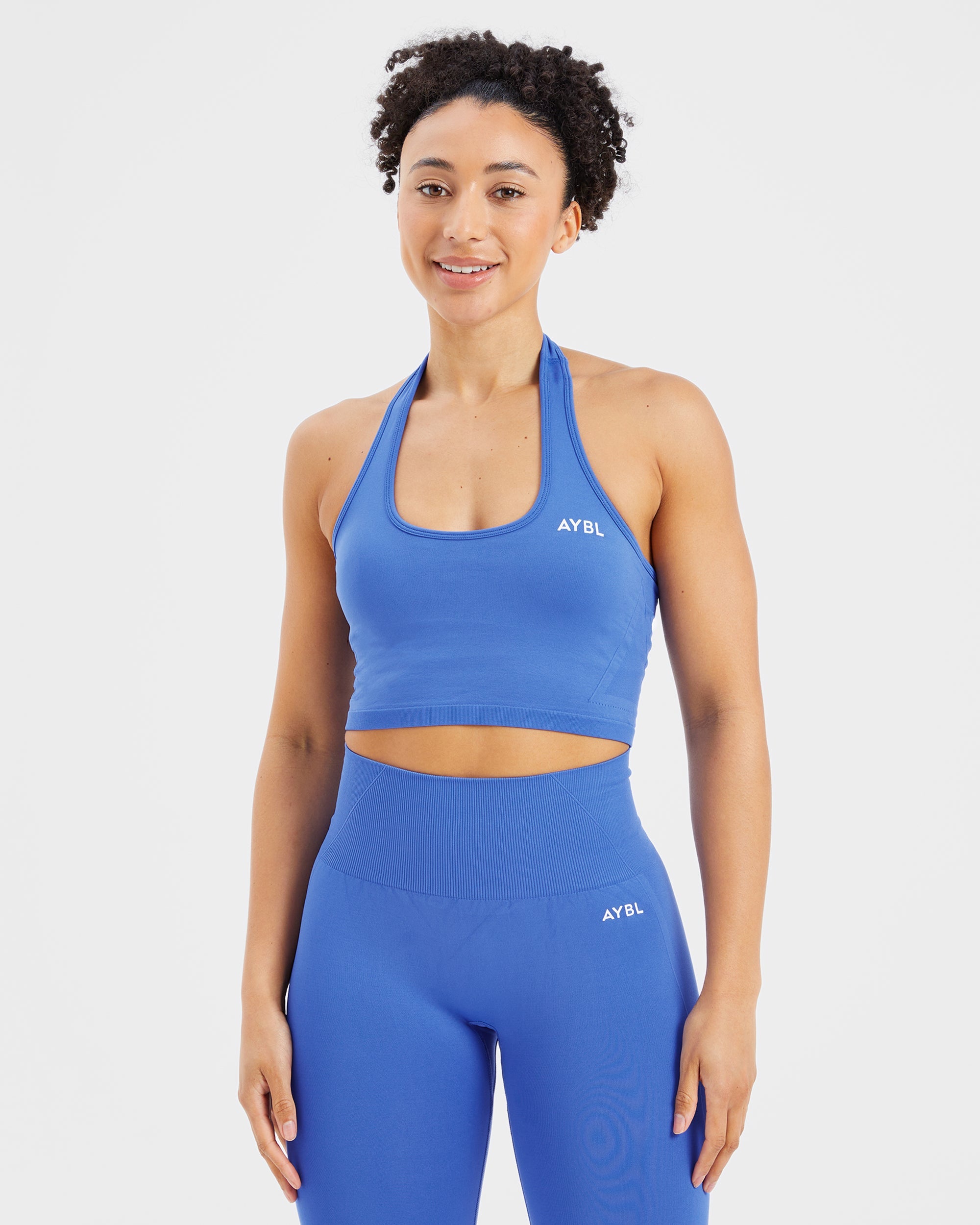 Empower Top Corto Senza Cuciture a Spalline - Cobalto