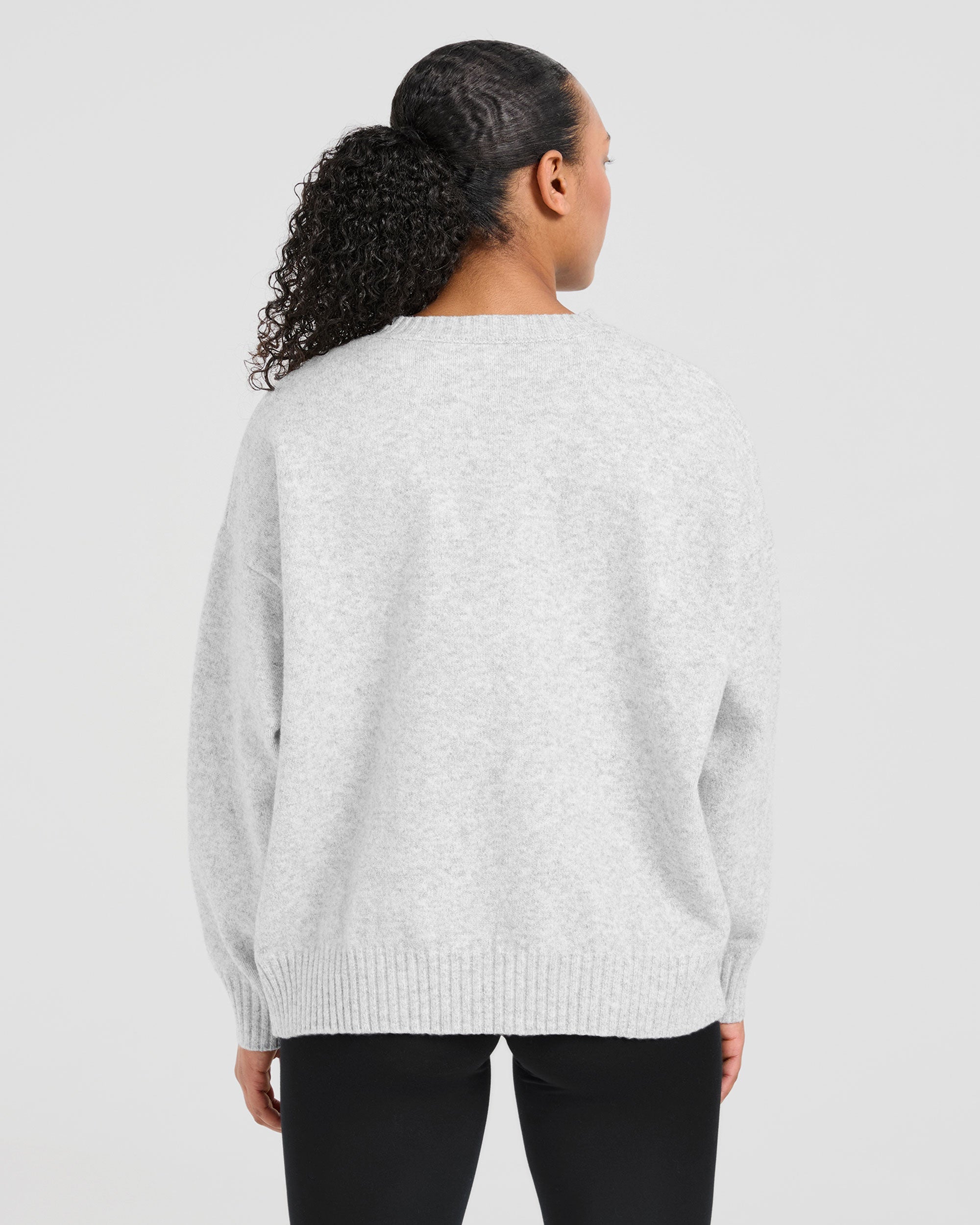 Maglione Lavorato Oversized Varsity - Grigio Marl