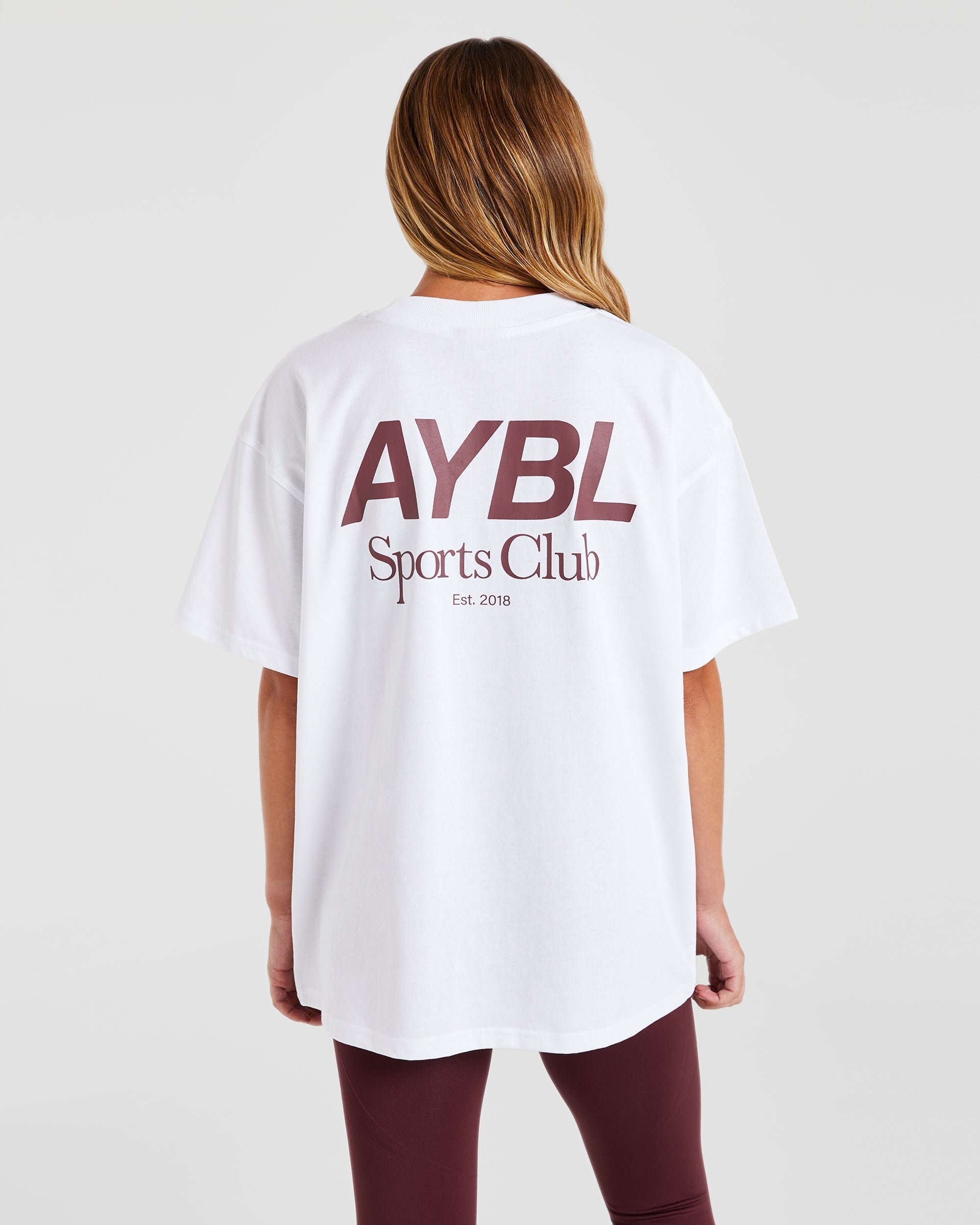 T-shirt oversize AYBL Sports Club - Bianco/Borgogna