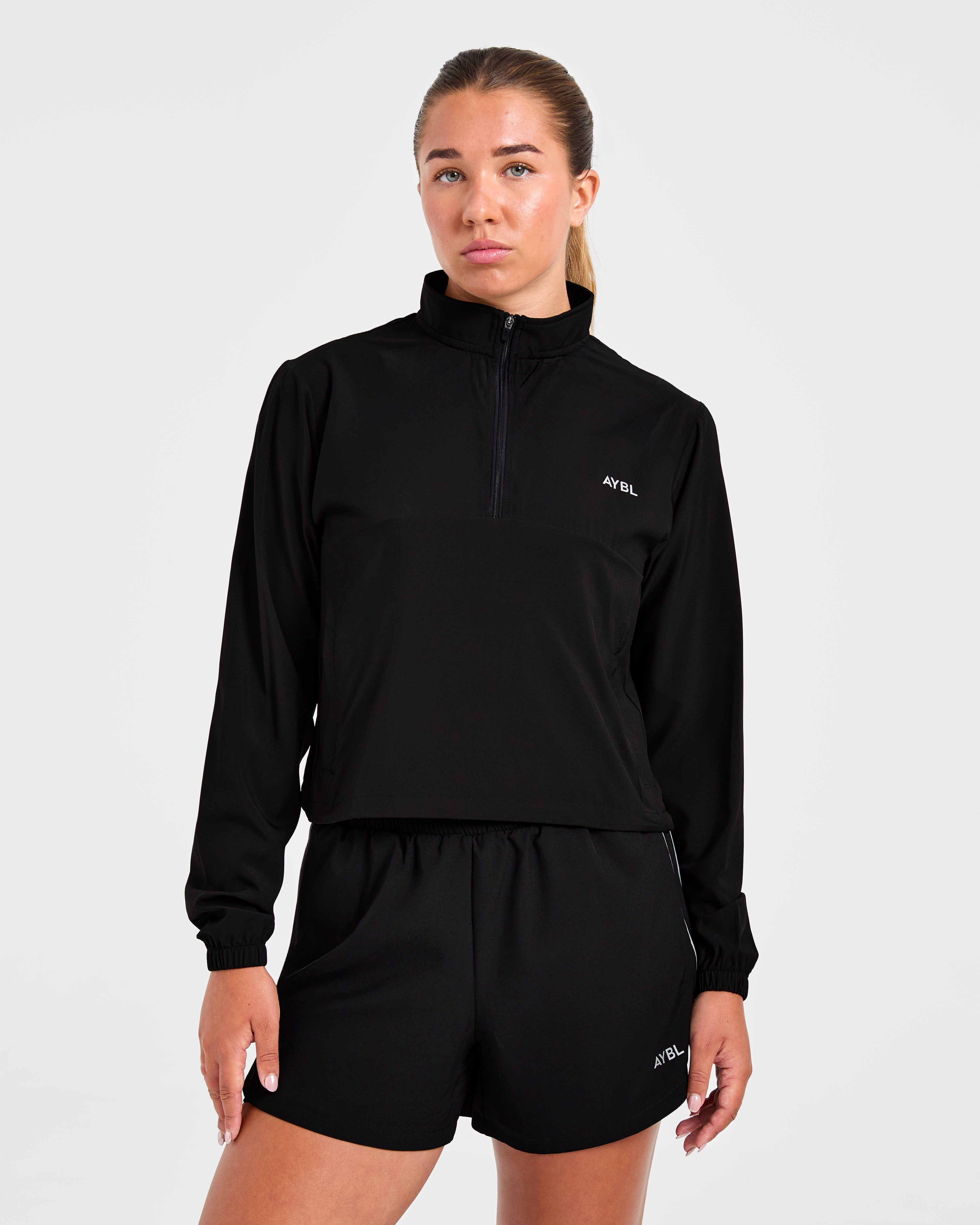 Giacca 1/2 Zip Run - Nero