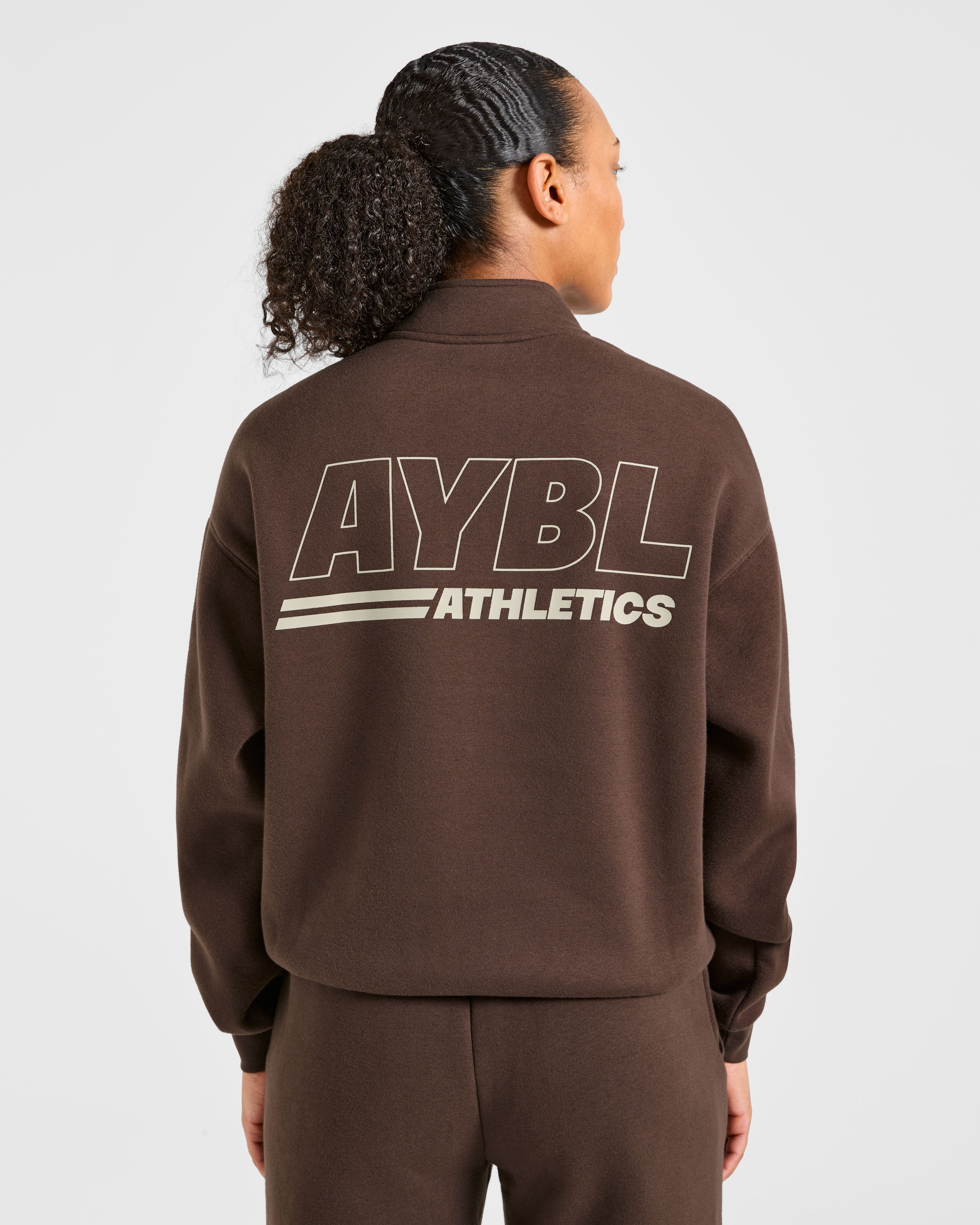 Pullover Oversized da Atletica con Cerniera 1/4 - Marrone/Sabbia