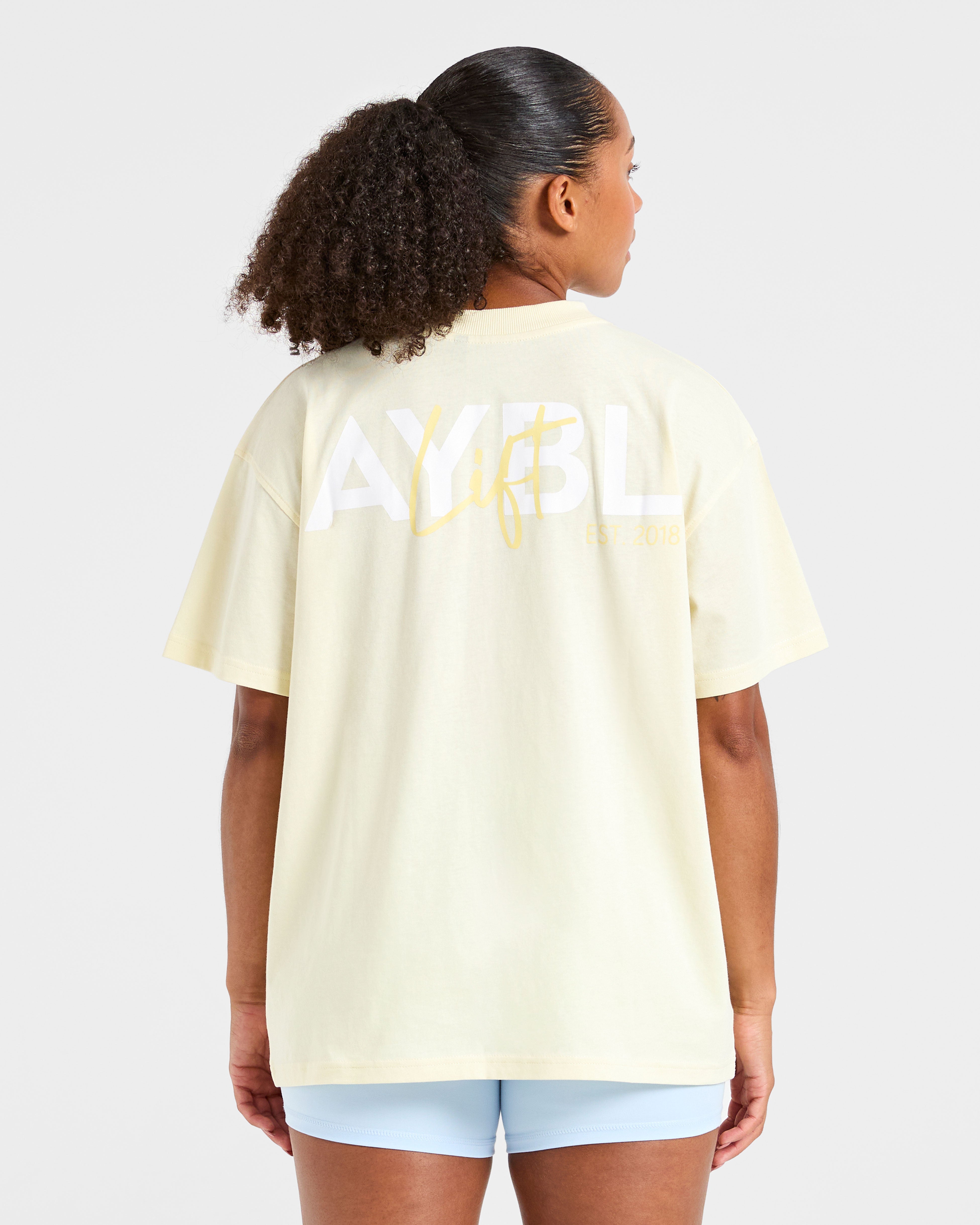T-shirt Oversized con Stampa Graphic - Giallo Limone