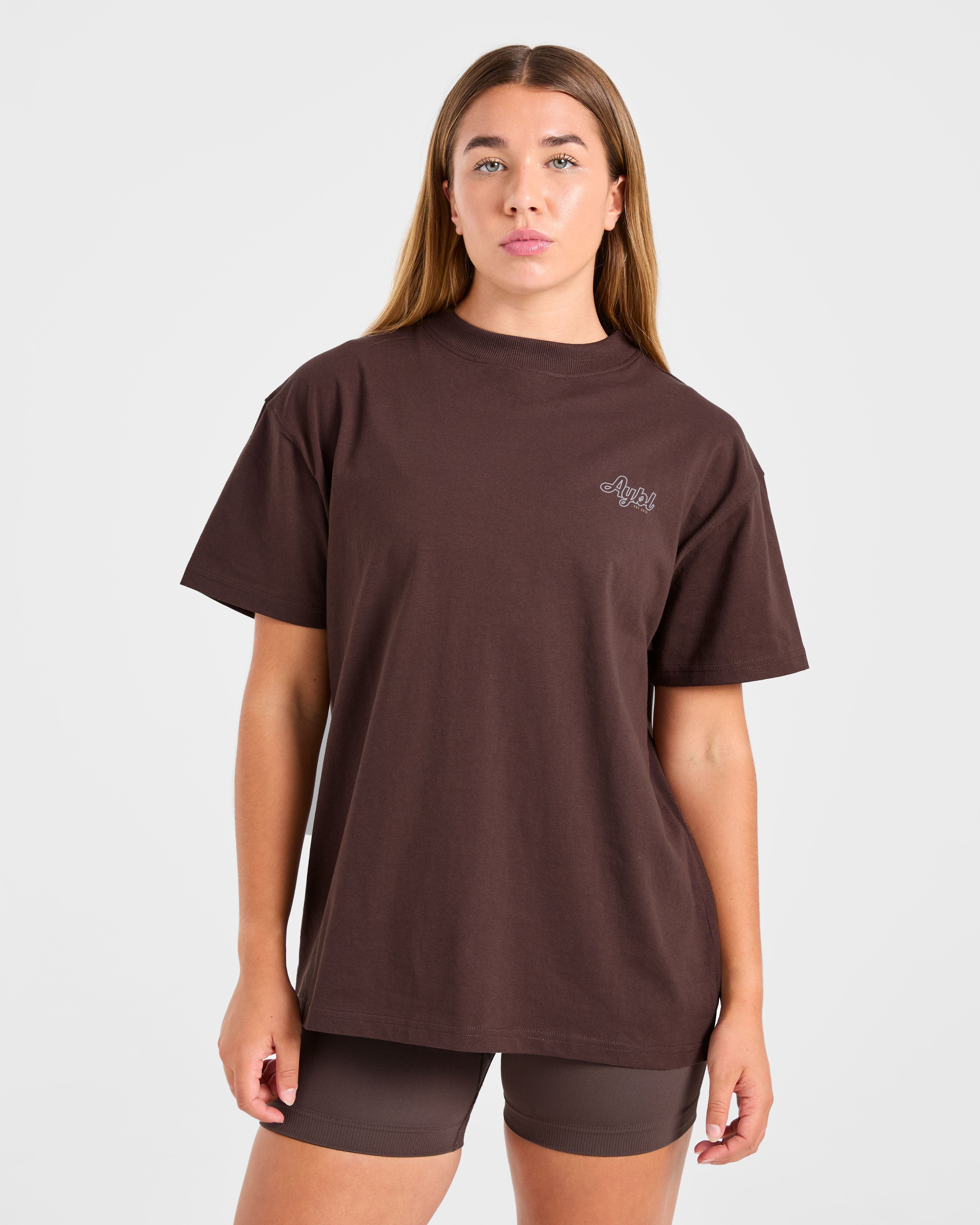 T-shirt Oversized Sports Wellness - Marrone