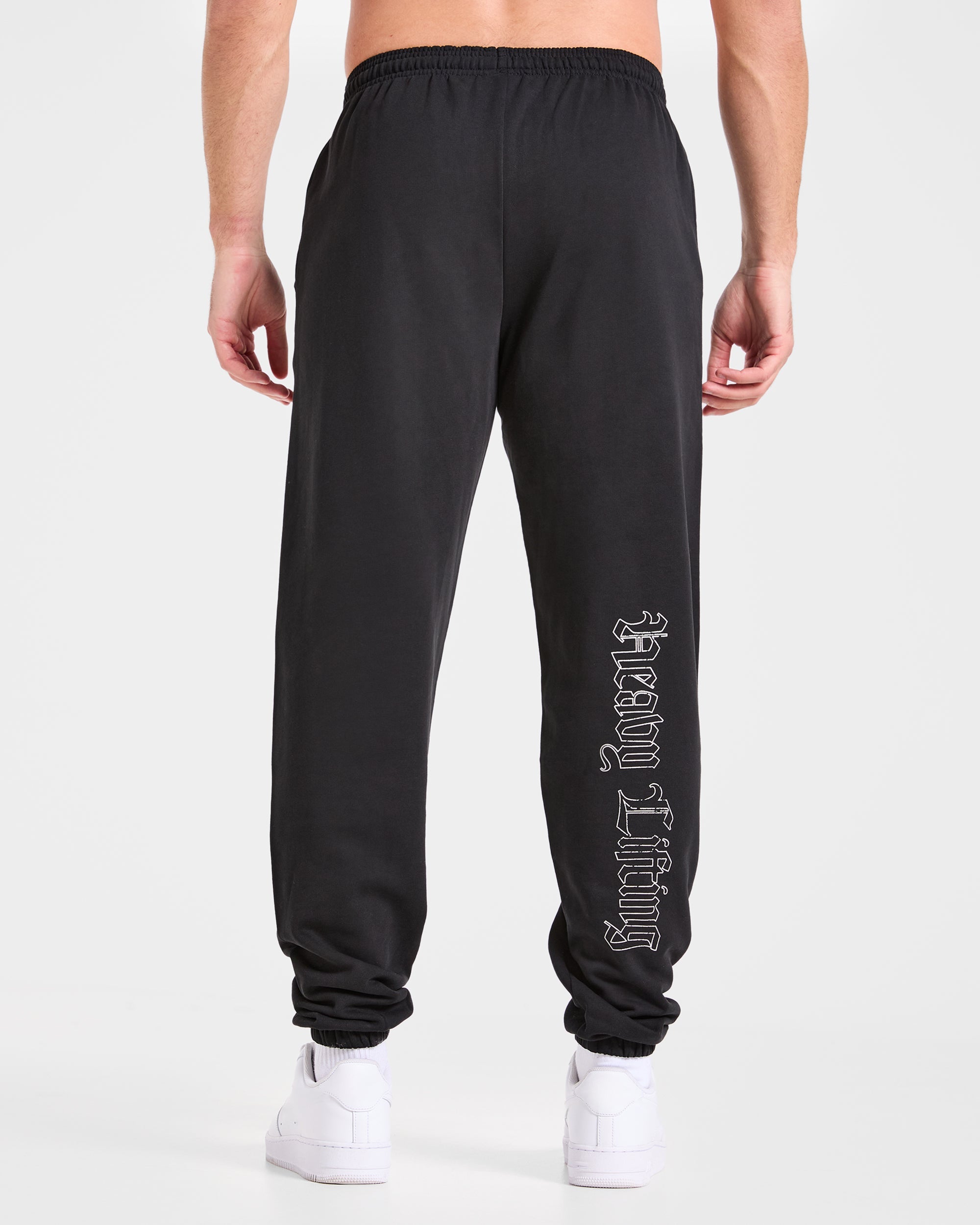 Pantaloni Jogger Oversized Gotici per Sollevamento Pesi - Nero/Bianco