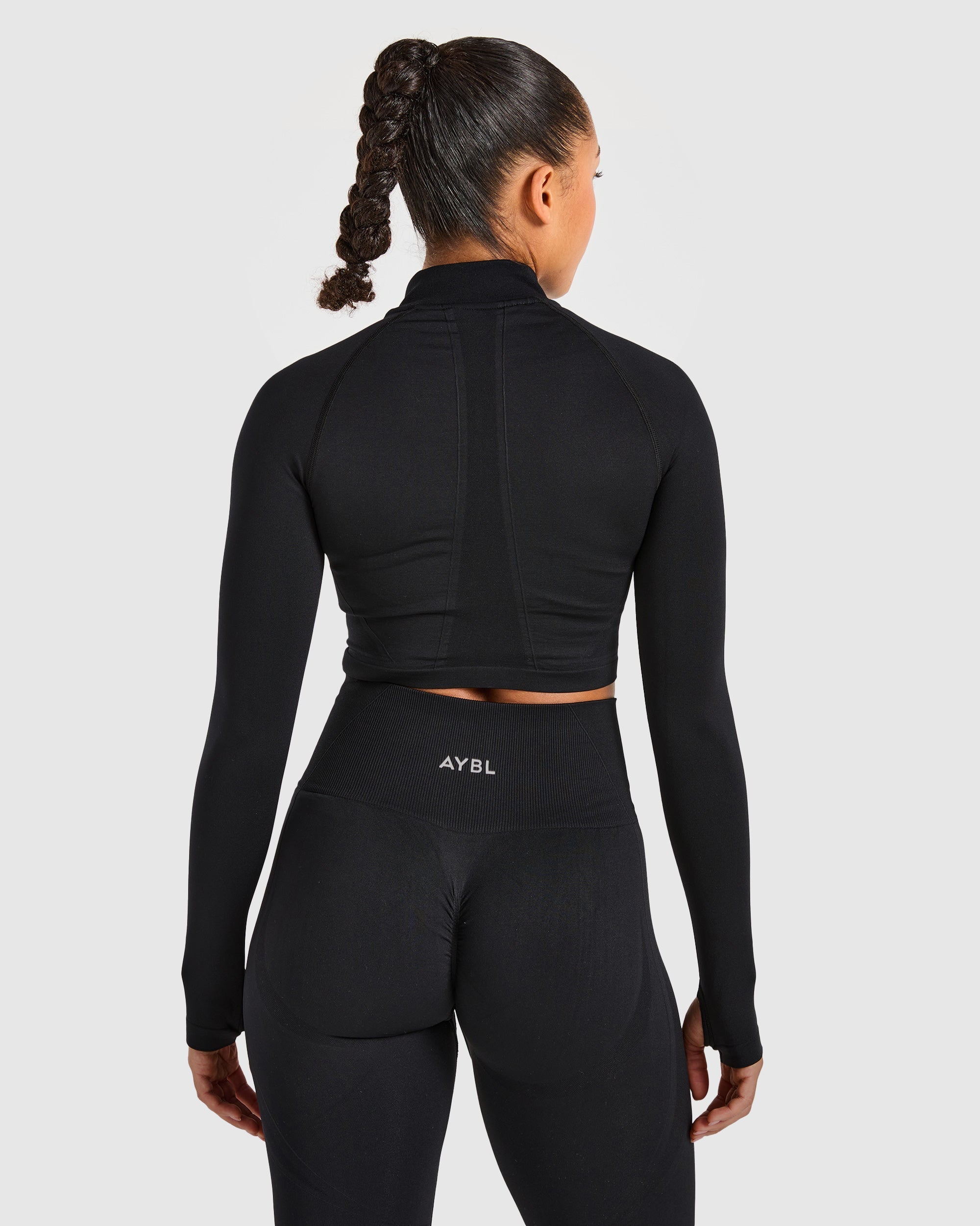 Empower Seamless Crop Zip Jacket - Nero