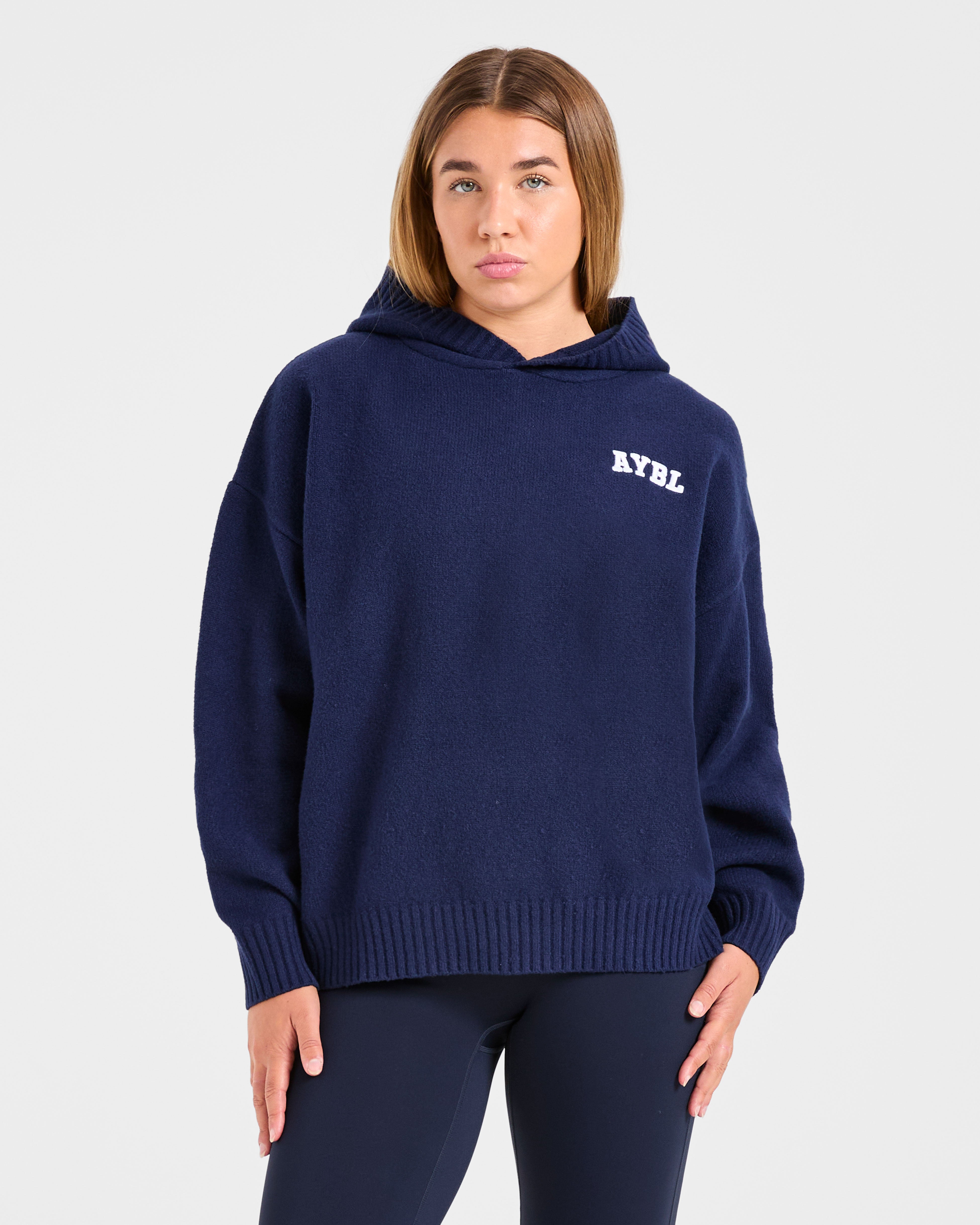 Felpa Oversized con Logo Minimale Varsity - Navy