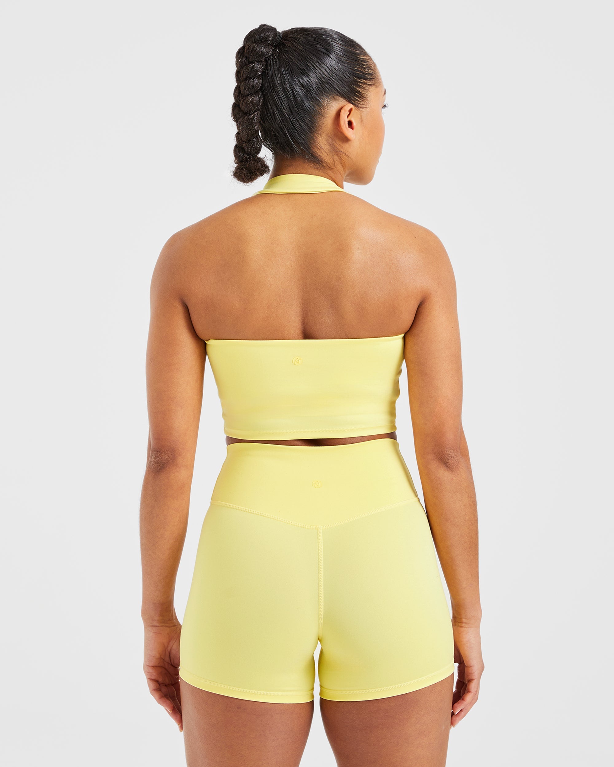 Top Corto a Spalline Fisse - Limone Pastello