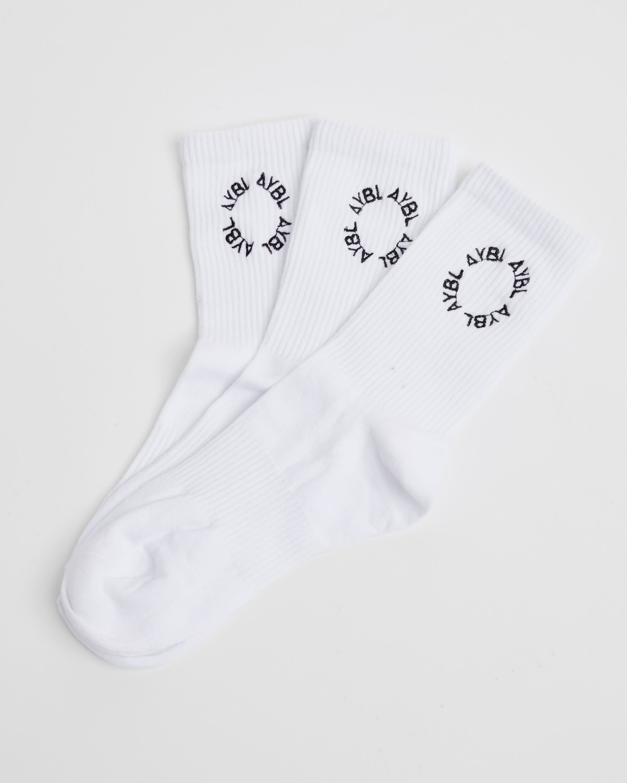Calze a Coste con Ricamo Every Day (3 Pezzi) - Bianco
