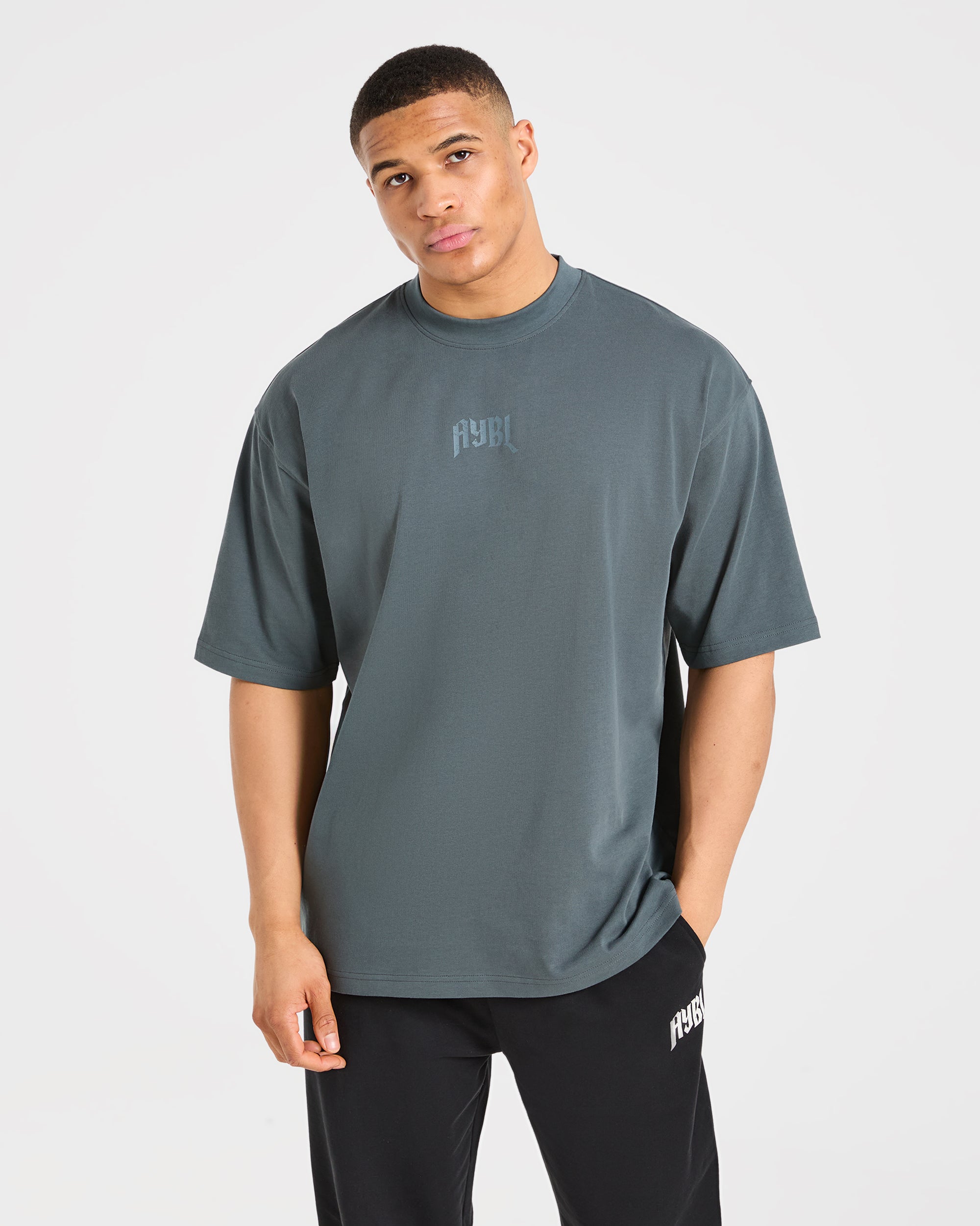 T-shirt Oversized Gotico per Sollevamento Pesi - Slate Ferro