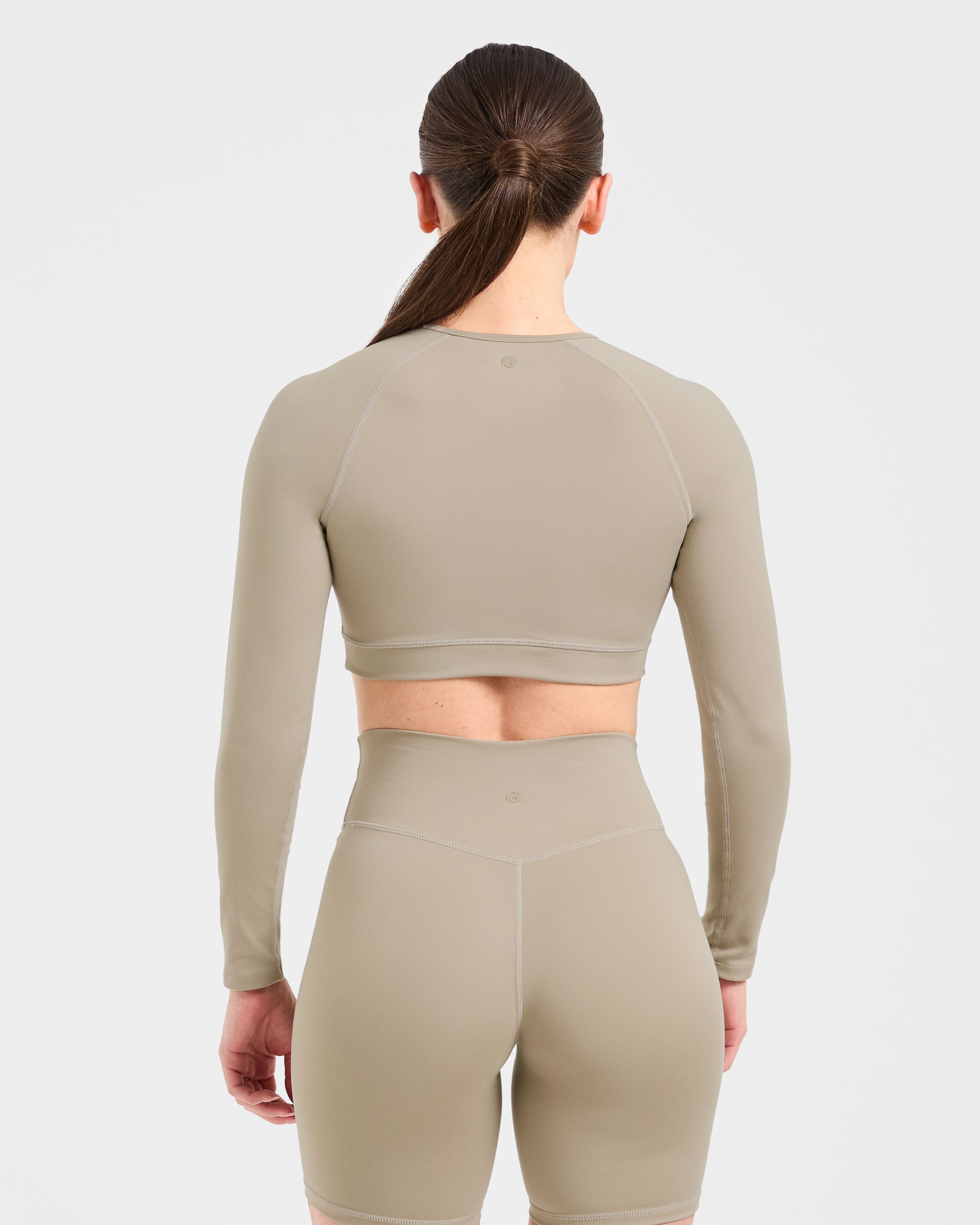Top Corto a Maniche Lunghe - Taupe Mute