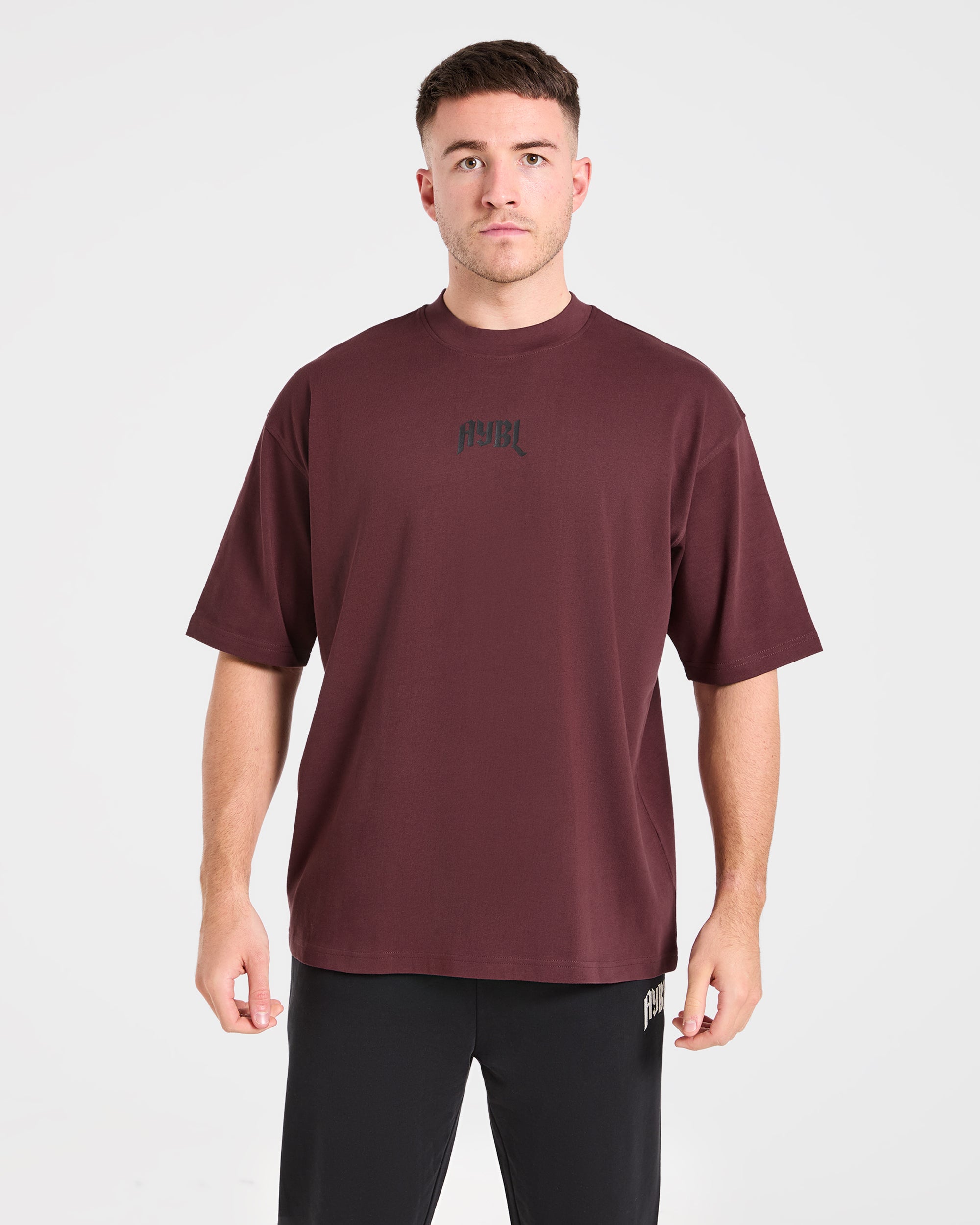 T-shirt Oversized Gotico per Sollevamento Pesi - Plum Grigio/nero