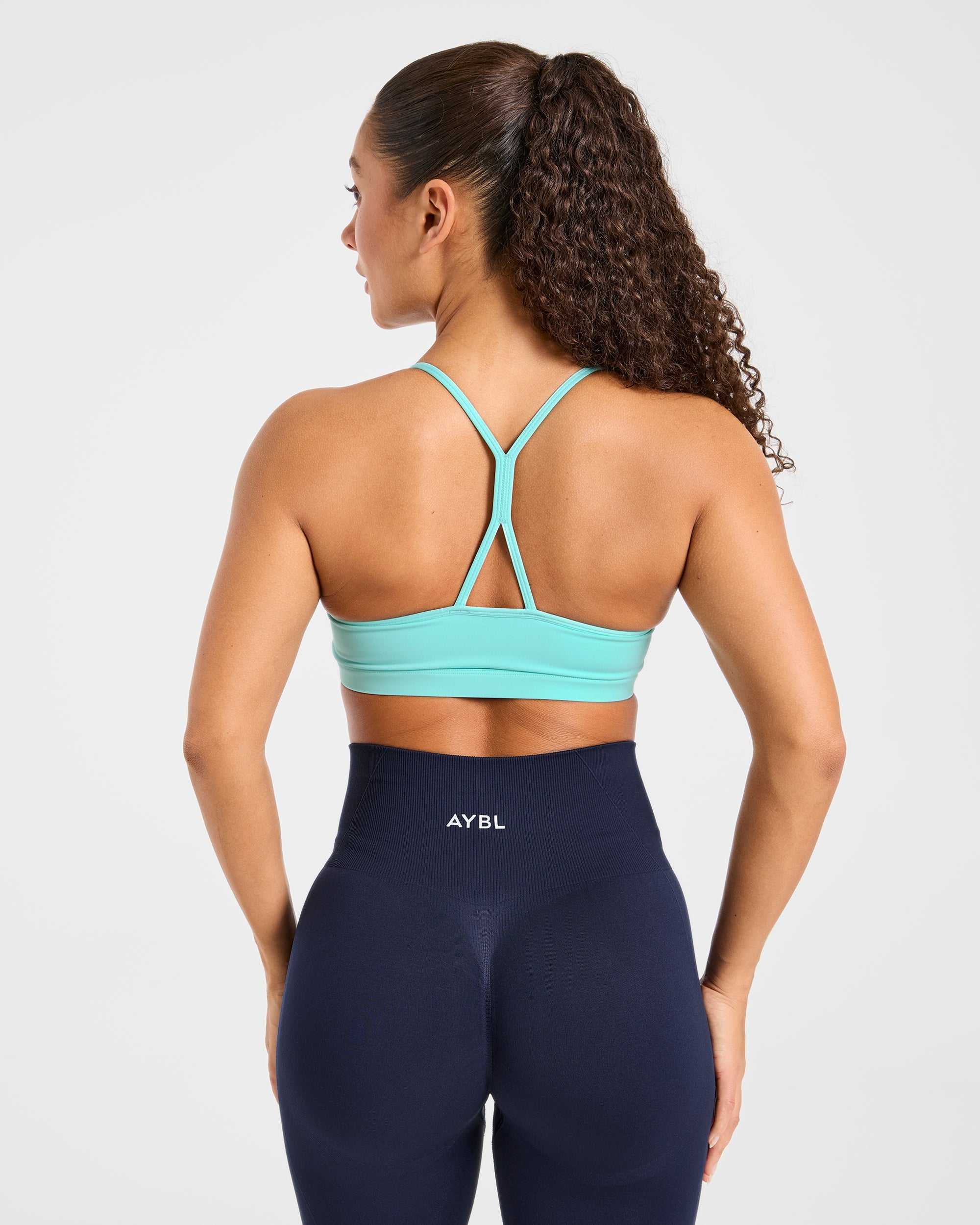 Sports Bra Essenziale con Ruches - Azzurro Turchese