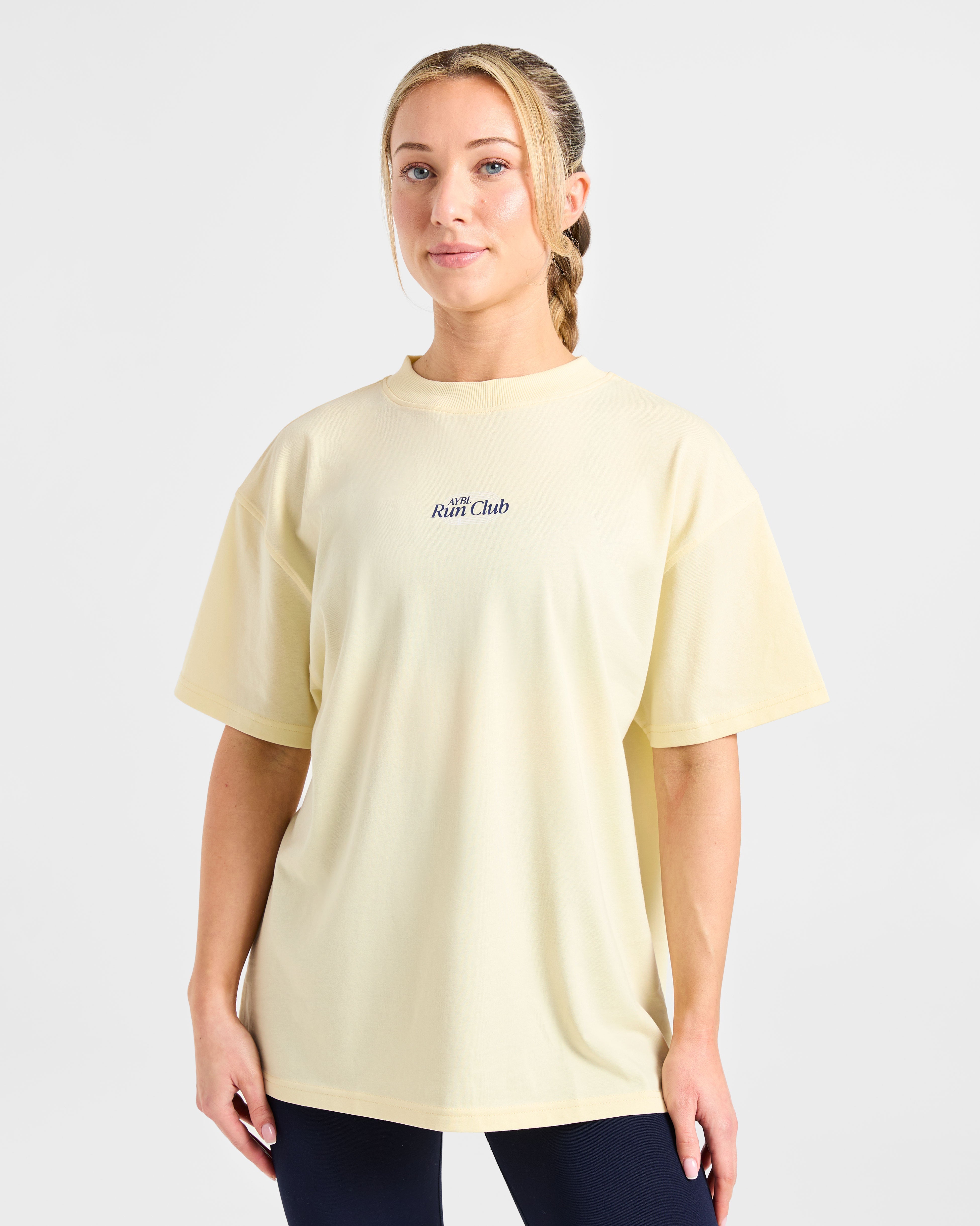 T-shirt Oversized Run Club - Giallo Burro