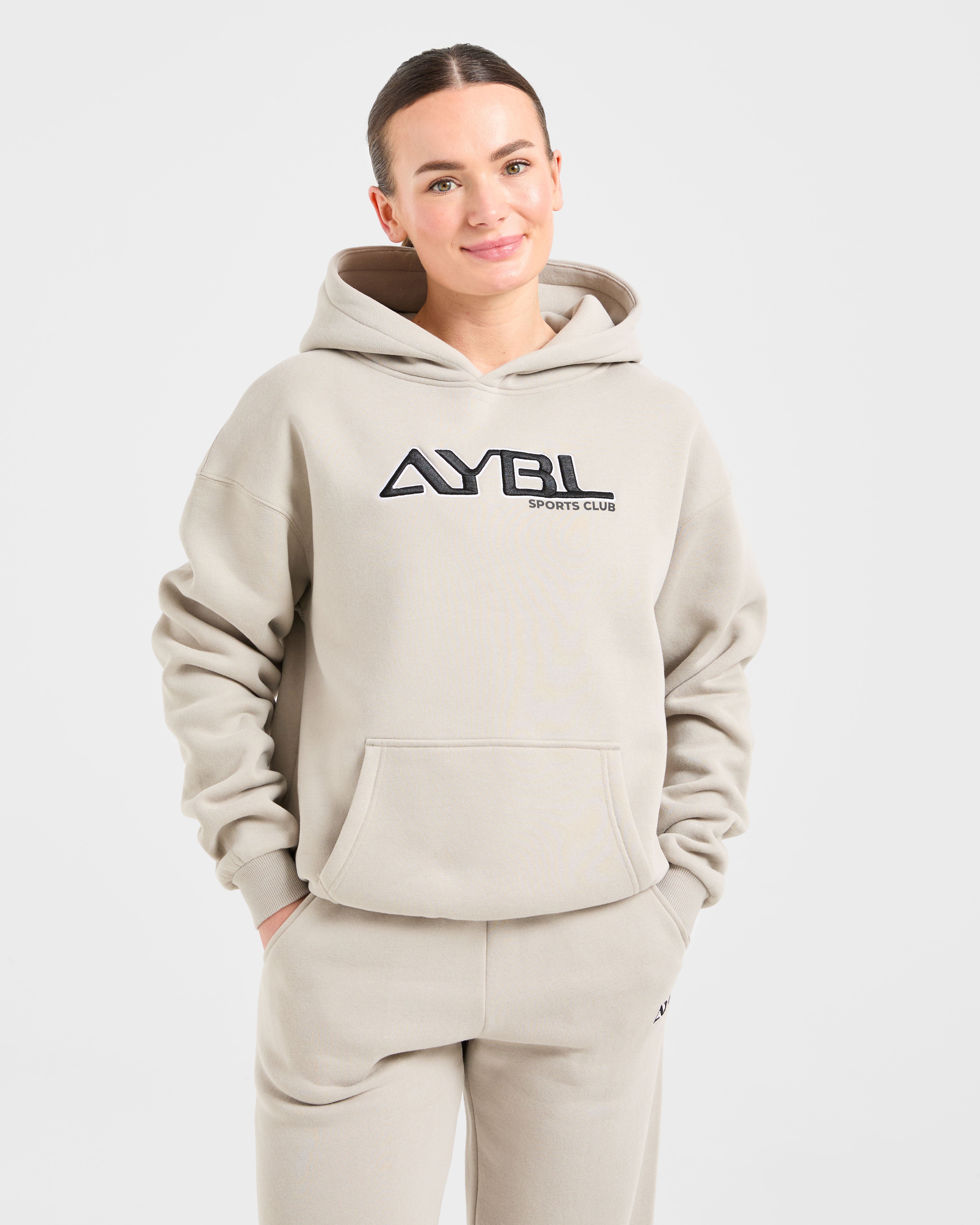 Felpe Oversized con Ricamo Retrò - Grigio Taupe