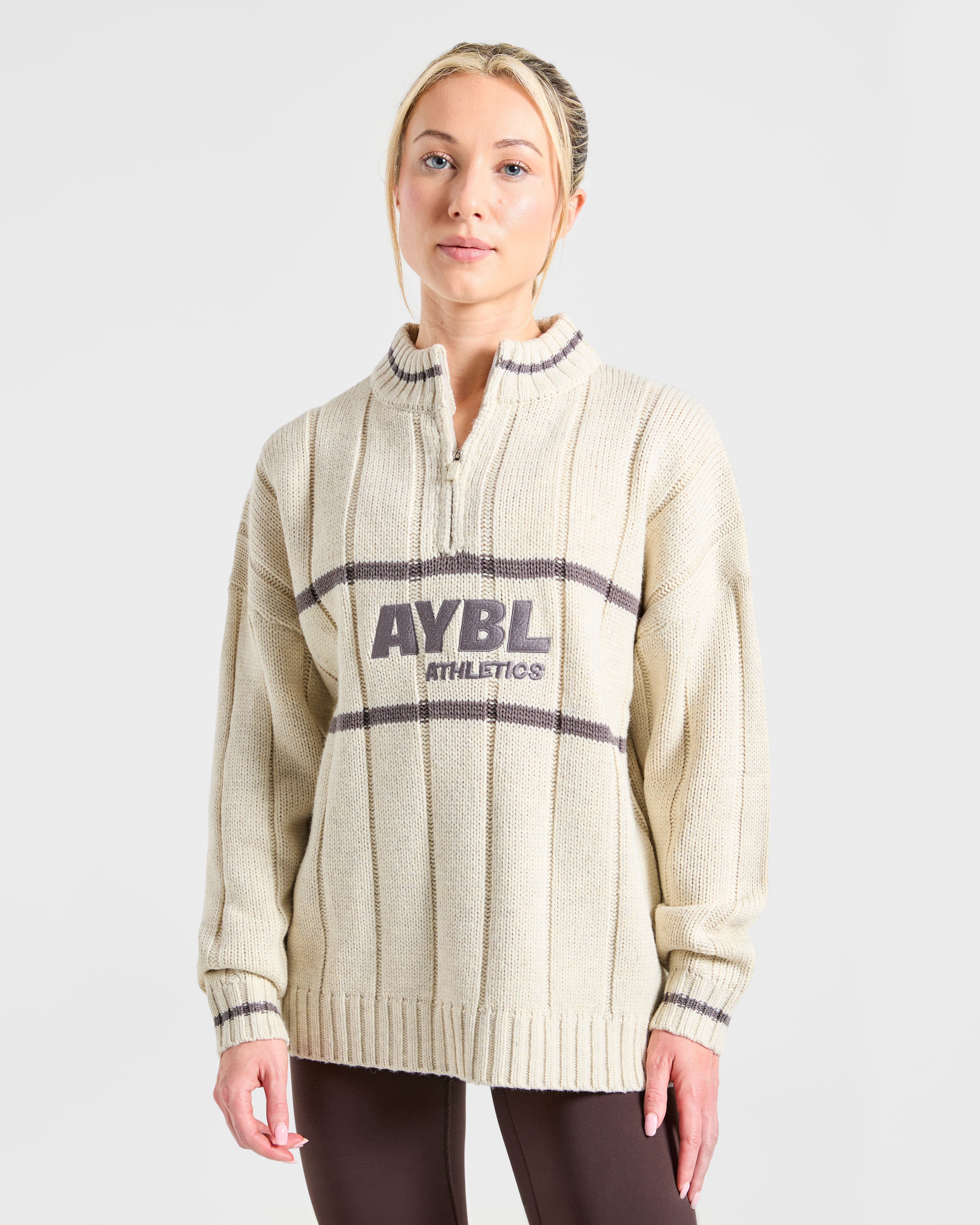 Atletica Maglione Oversized a Mezza Cerniera - Avena