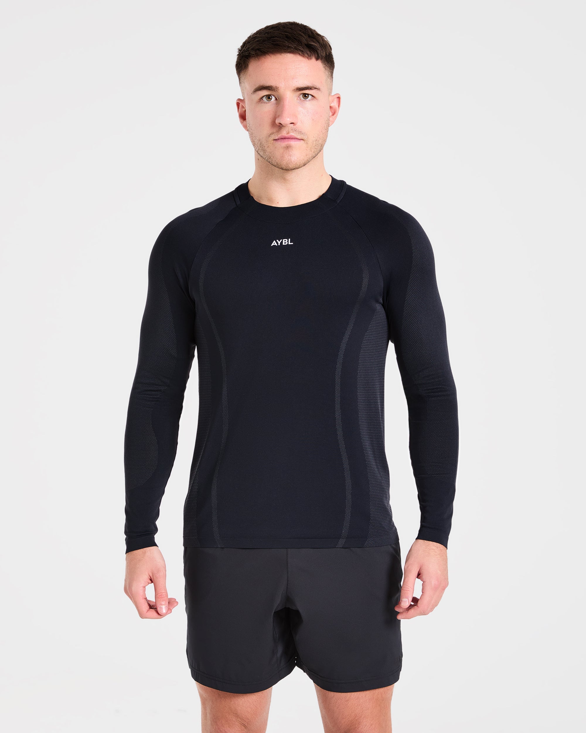 Attain T-shirt senza cuciture manica lunga - Nero