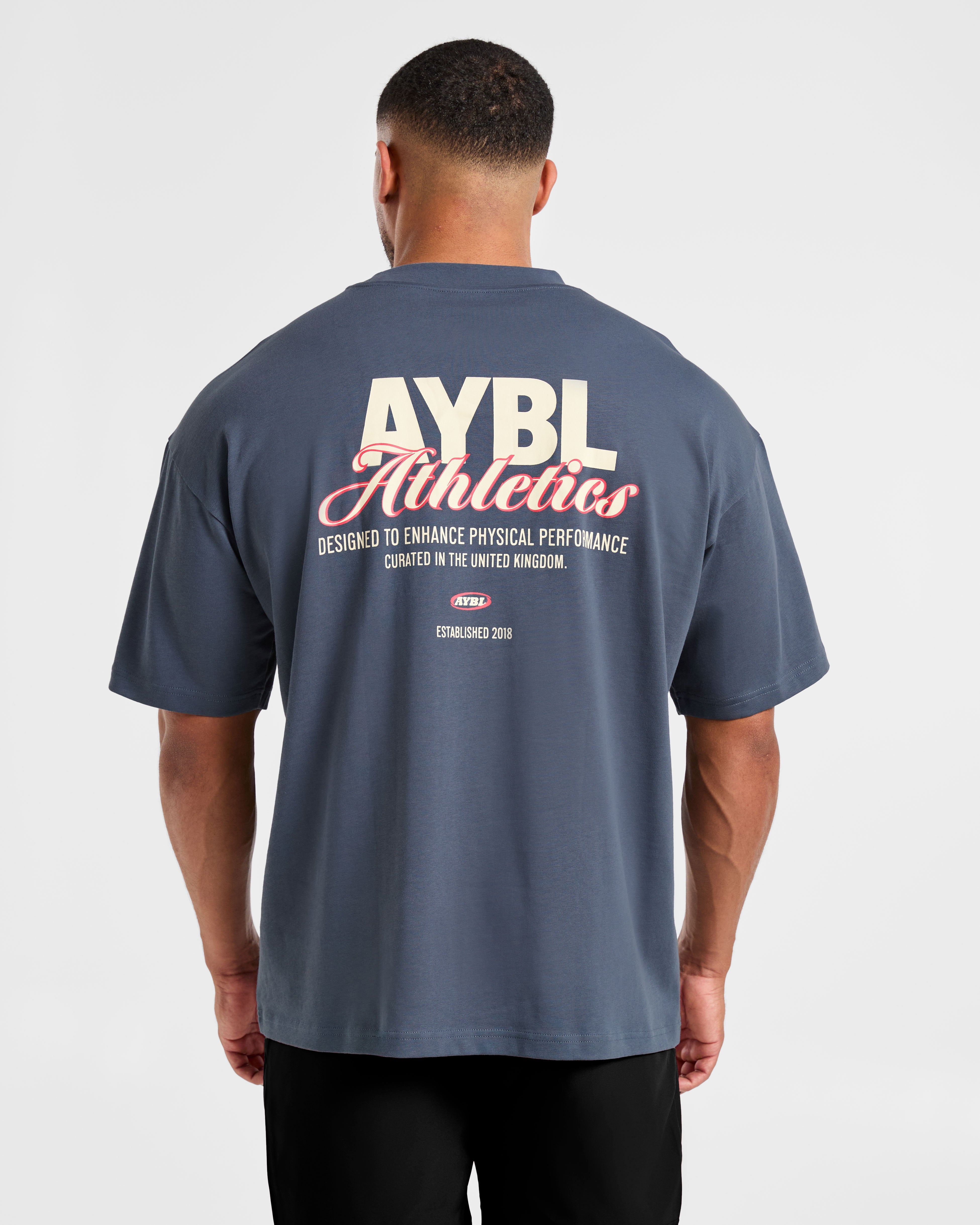 T-shirt Oversized con Stampa Athletics - Blu Vintage