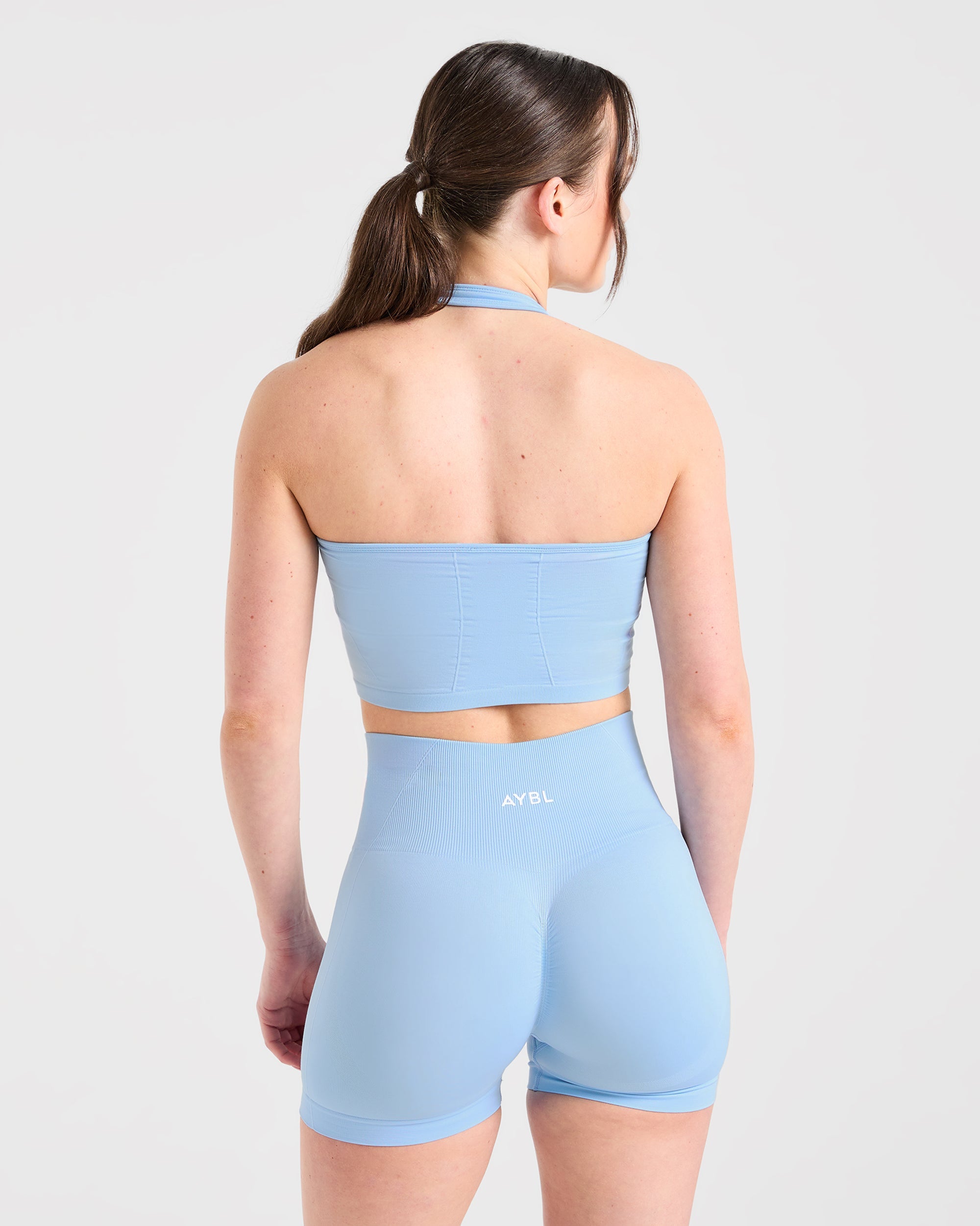 Top Corto Senza Cuciture con Spalline - Azzurro Cielo