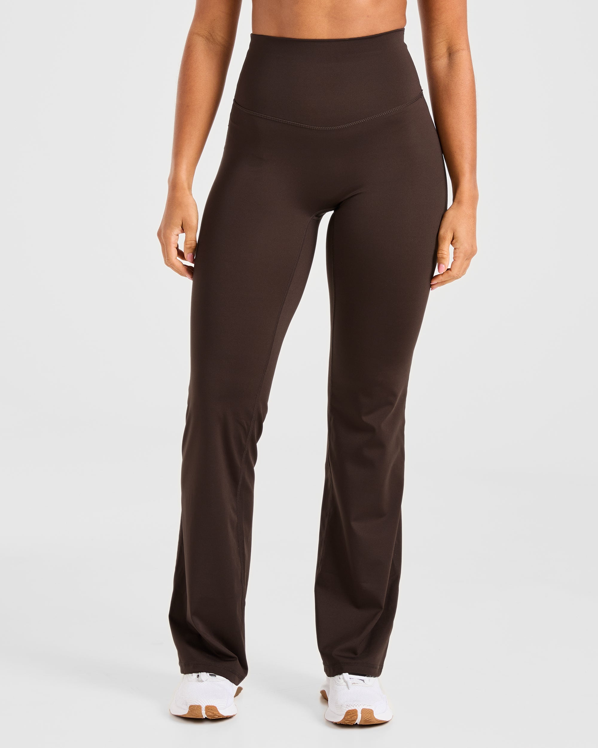 Leggings A Forma Scultura con Gamba A Fiume - Marrone Cacao Profondo