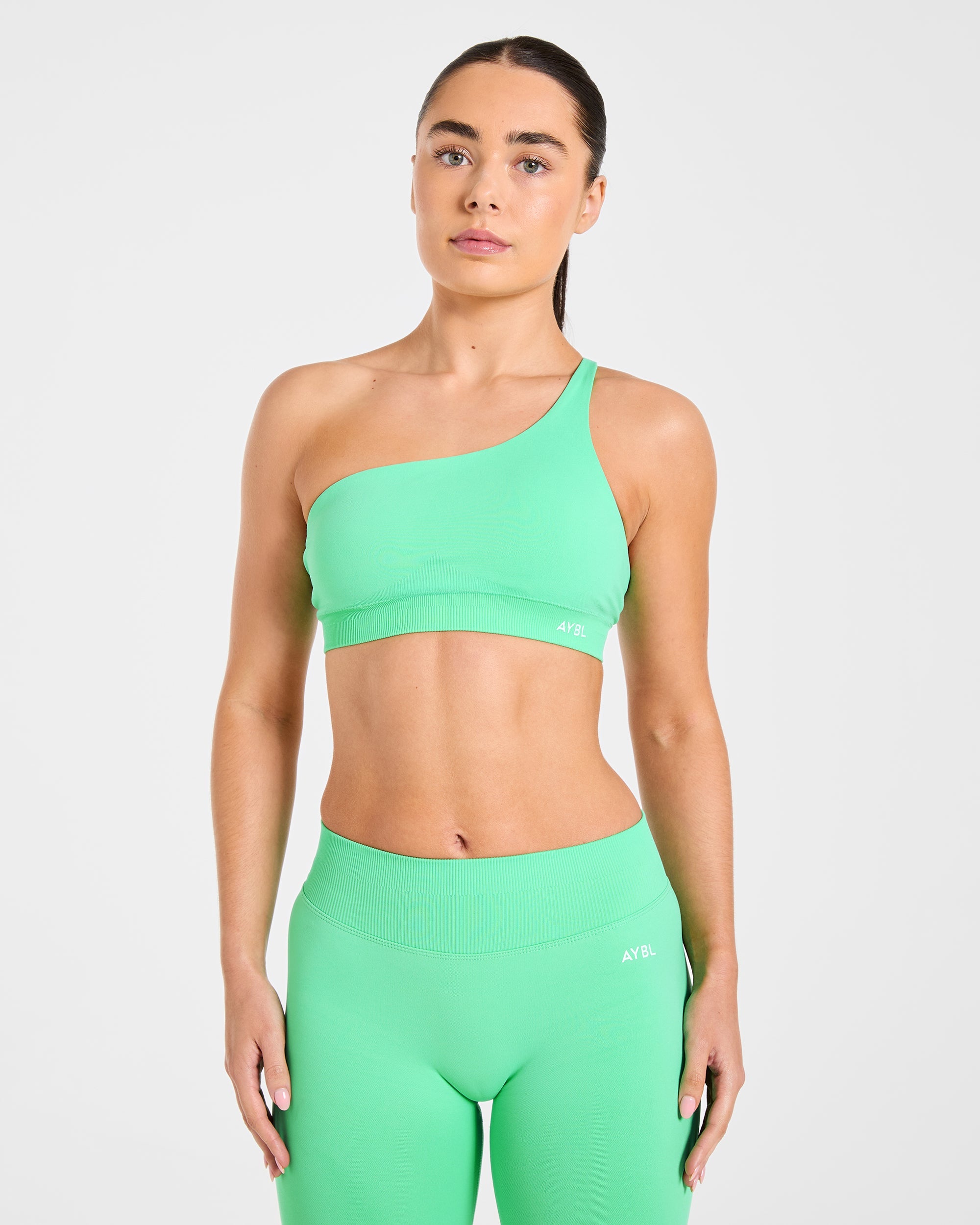 Aumenta il reggiseno sportivo senza cuciture a una spalla - Verde menta