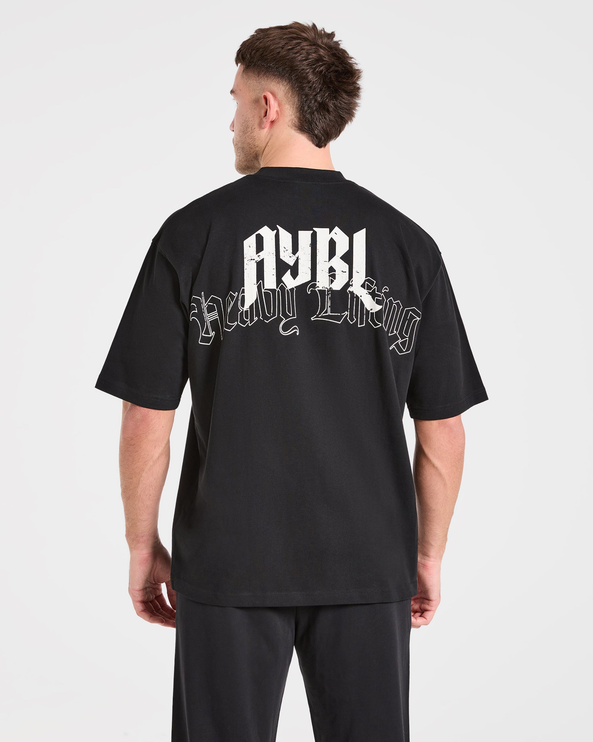 T-shirt Oversized Gotico per Sollevamento Pesi - Nero/Bianco