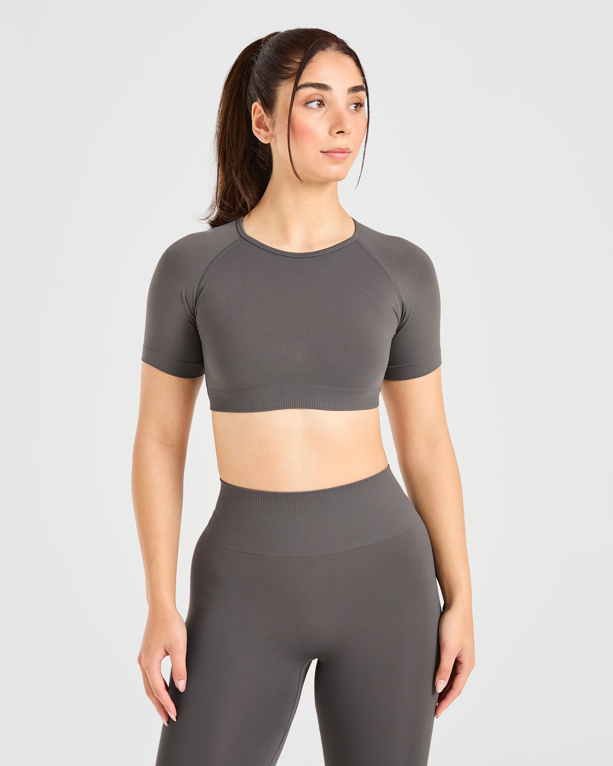 Crop Top Senza Cuciture Power - Grigio
