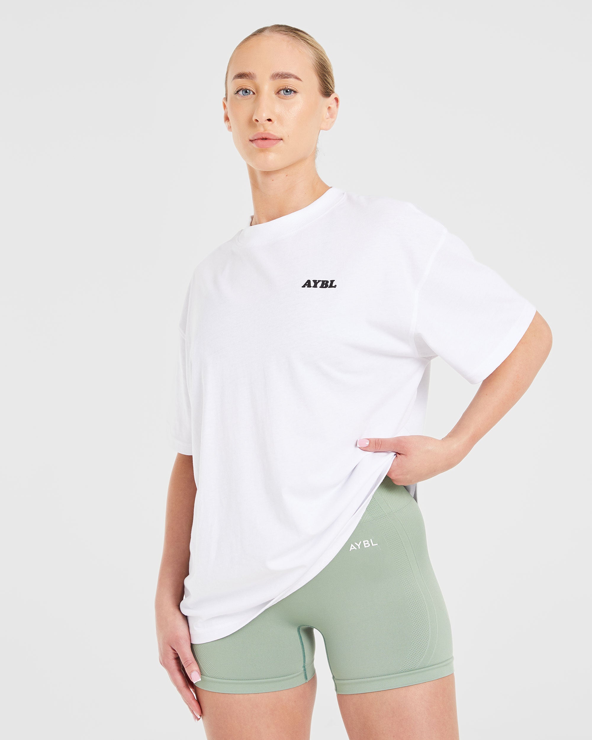 T-shirt oversize a righe Sports Club - Bianco