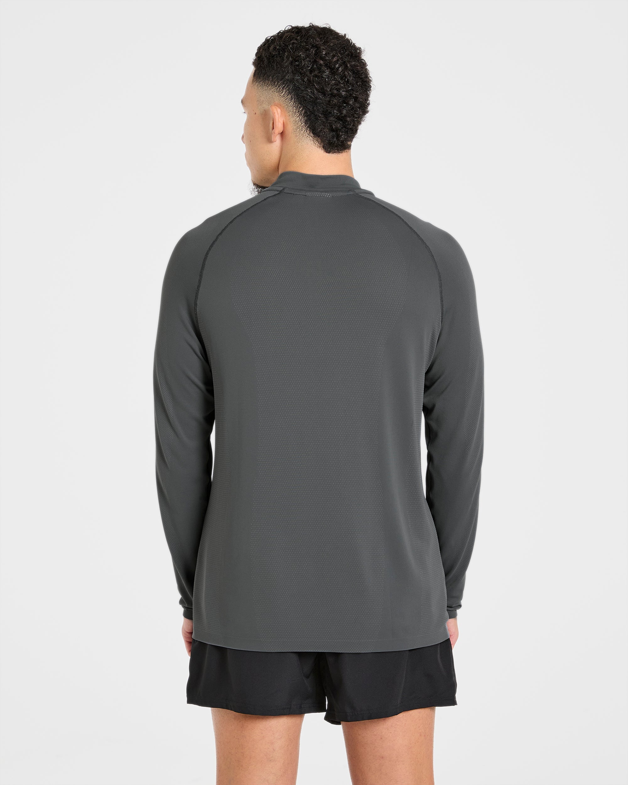Attain Pullover senza cuciture con zip 1/2 - Grigio Tempesta