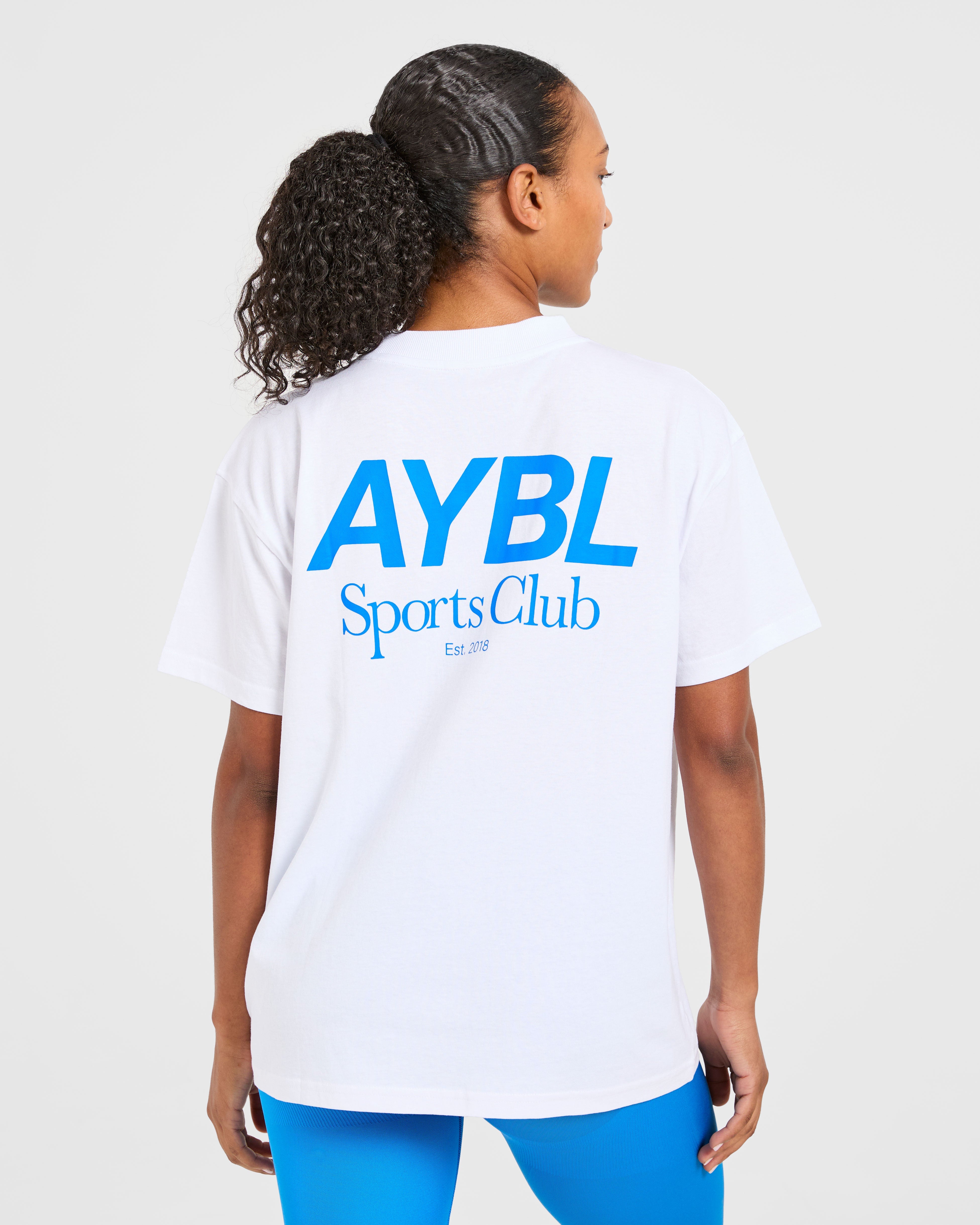 T-shirt oversize AYBL Sports Club - Bianco/Cobalto