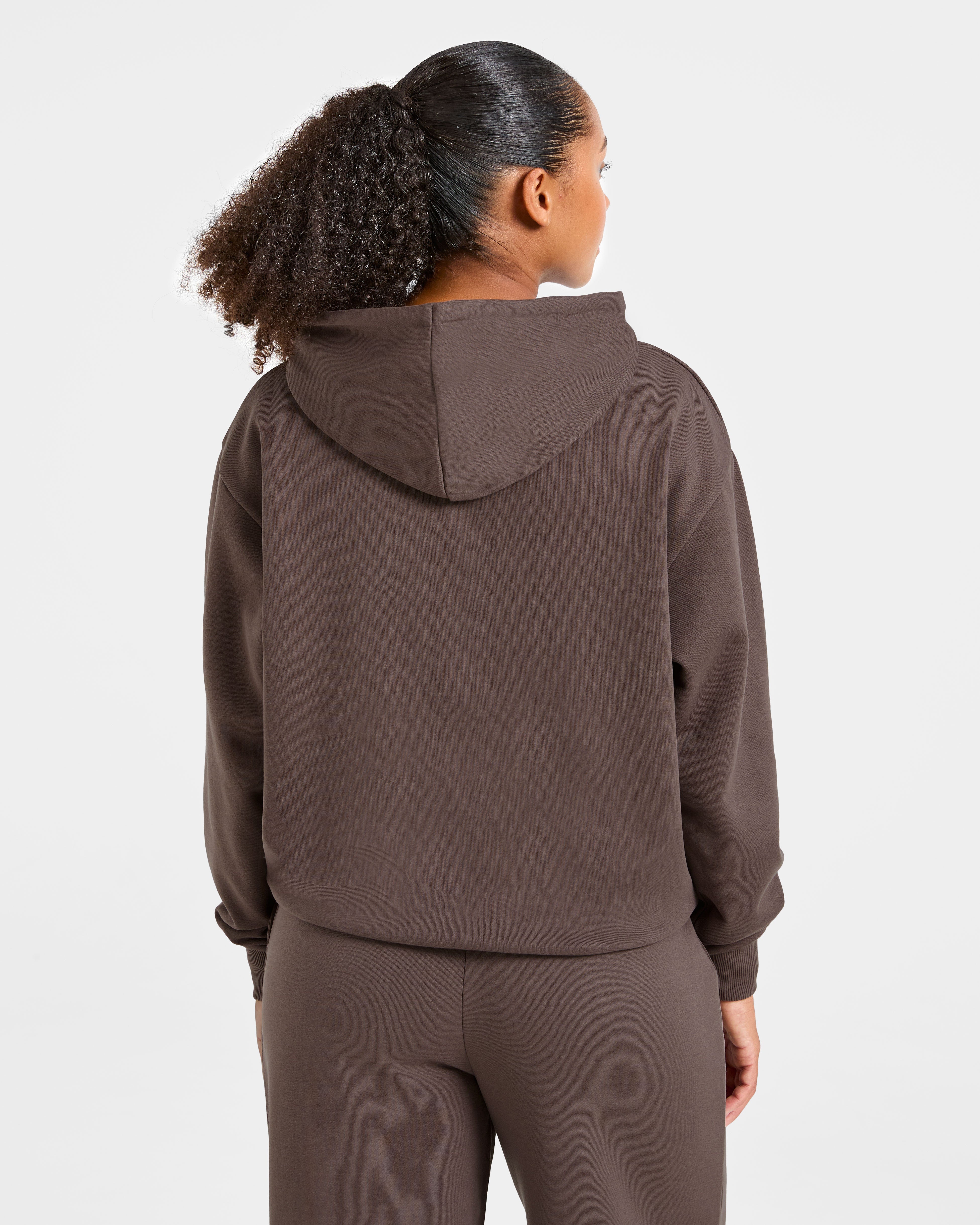 Felpe Oversized con Cerniera Stile Vita - Marrone Umber