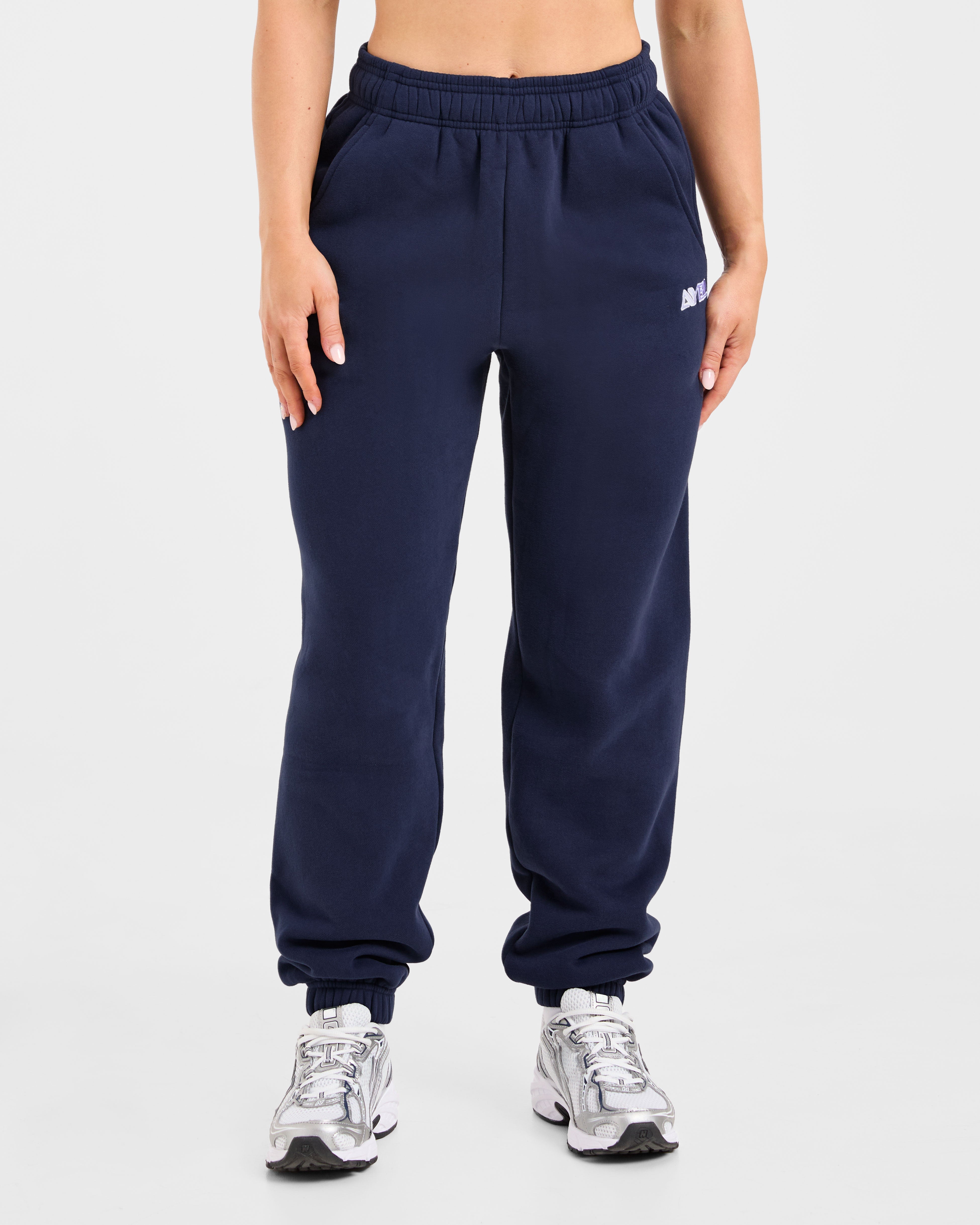 Pantaloncini Larghi in Stile Retro con Ricamo - Blu Navy