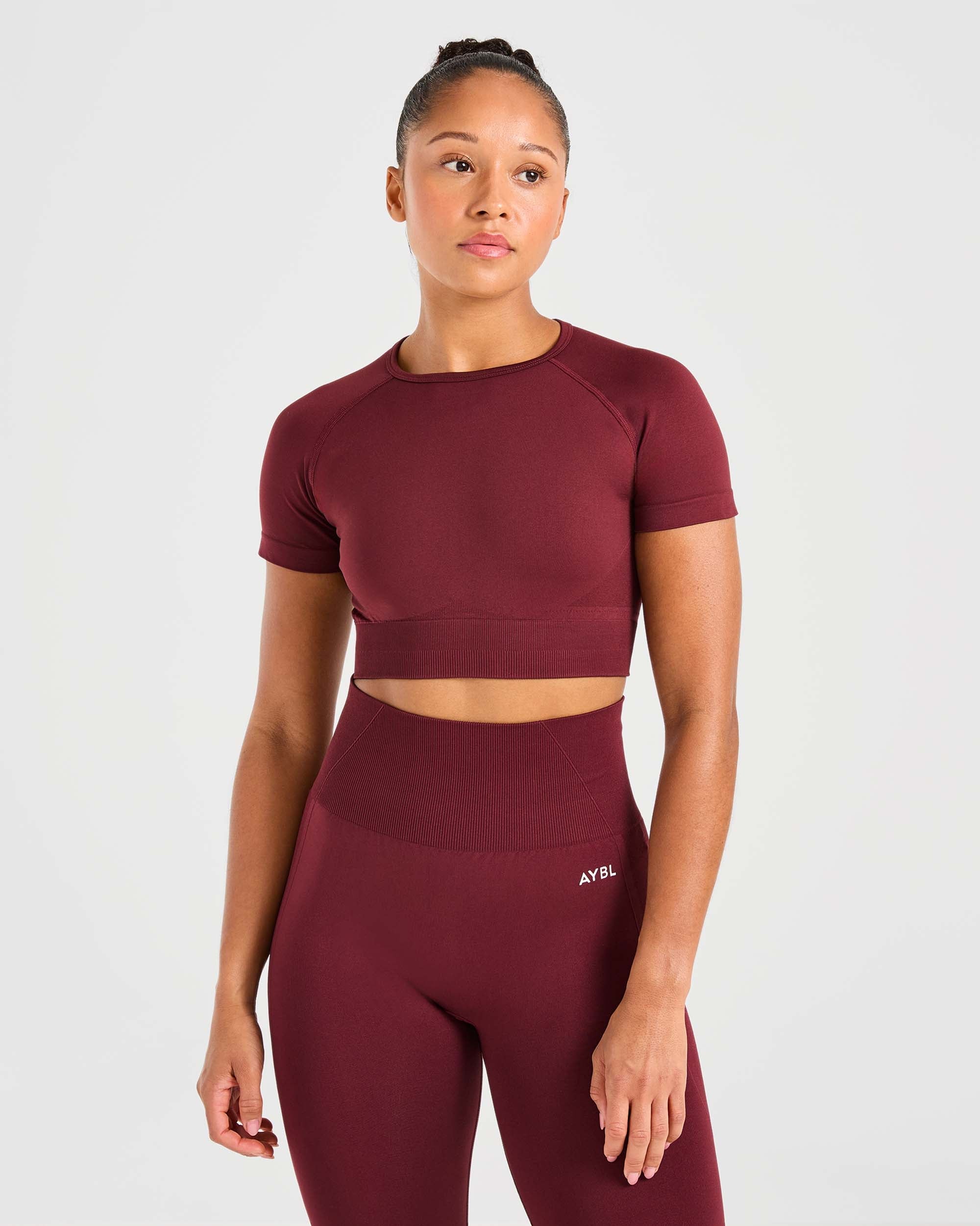 Empower Seamless Crop Top - Rosso vino