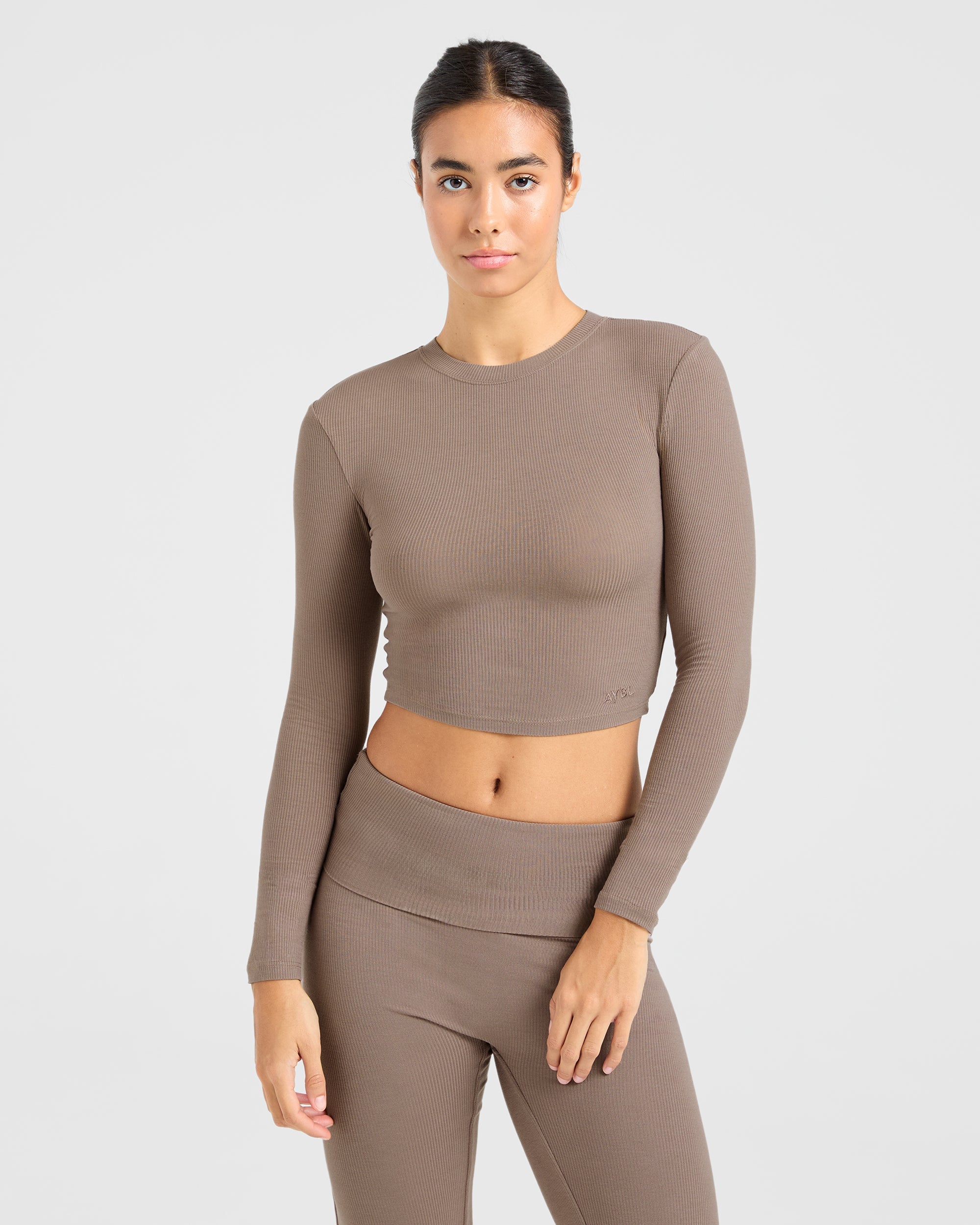 Maglia Lunga con Maniche a Costine - Mocha