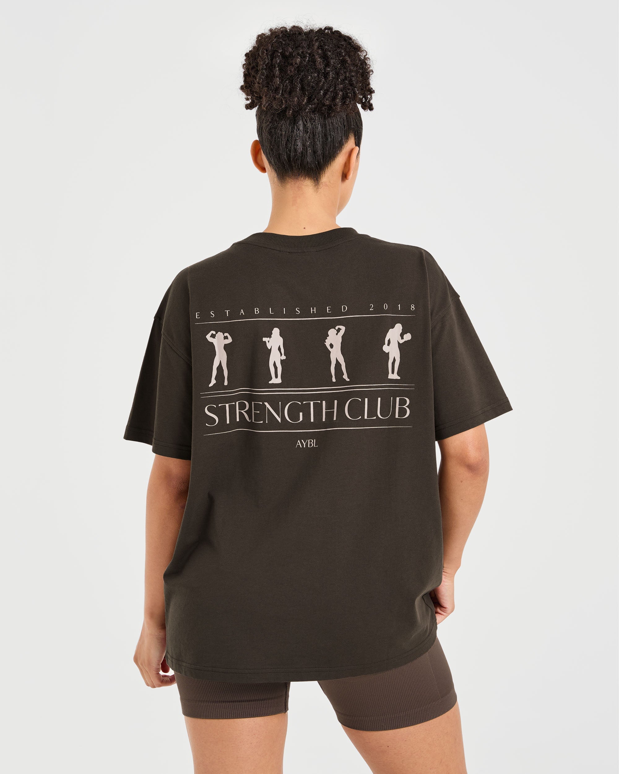 T-shirt Oversized Strength Club - Marrone