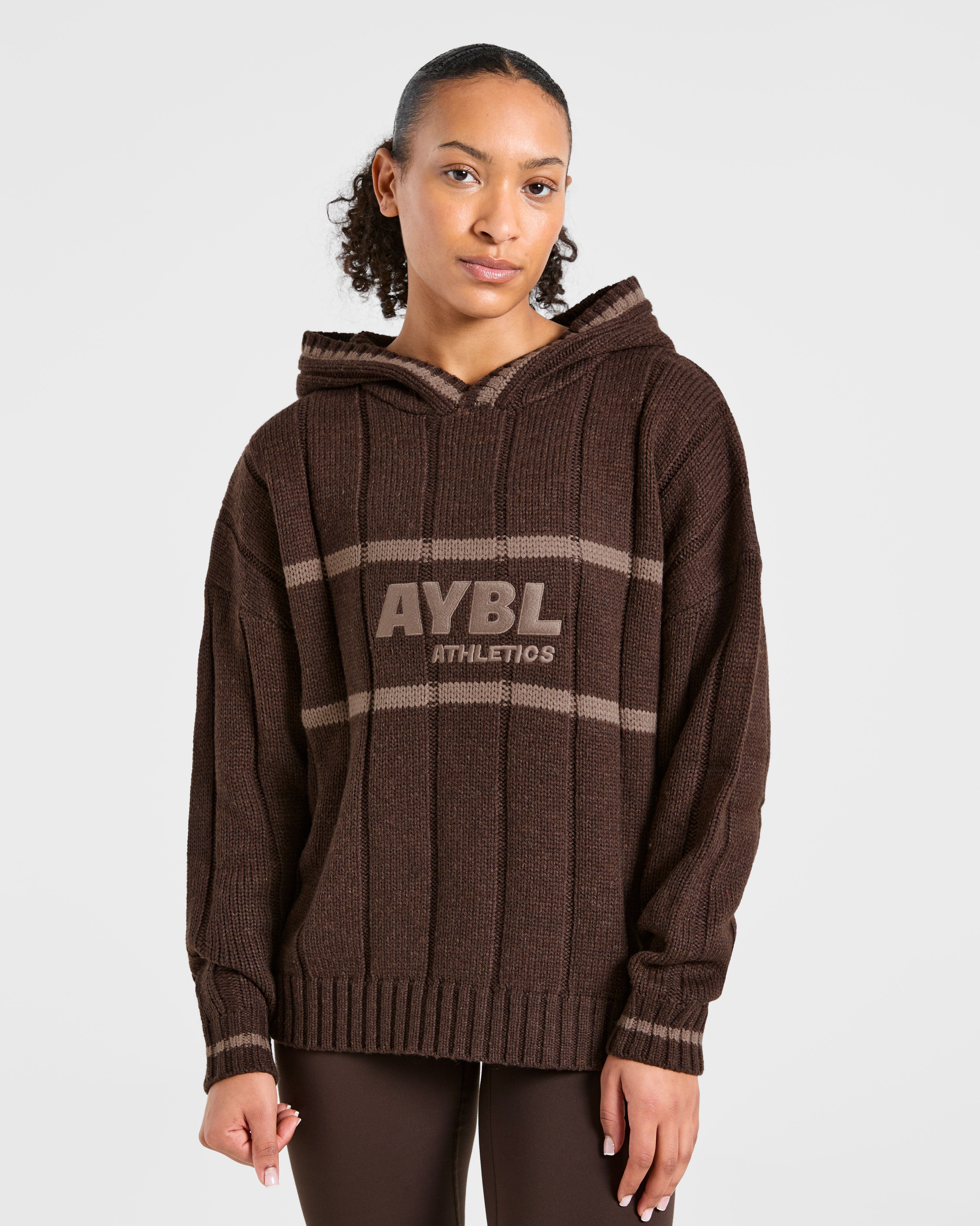 Pullover Oversized in Maglia da Atletica - Marrone