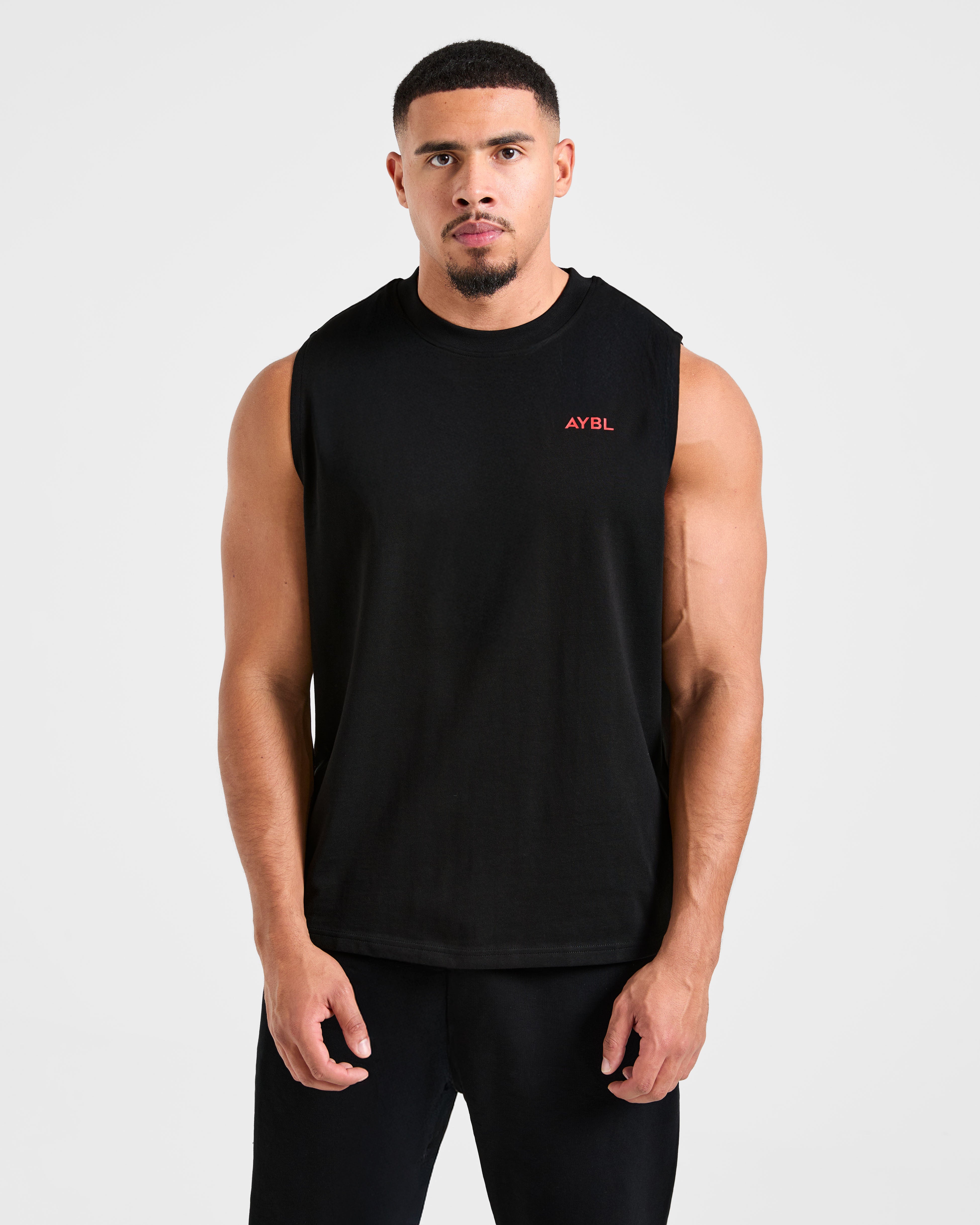 Essential Oversized Graphic Tank - Nero/Rosso