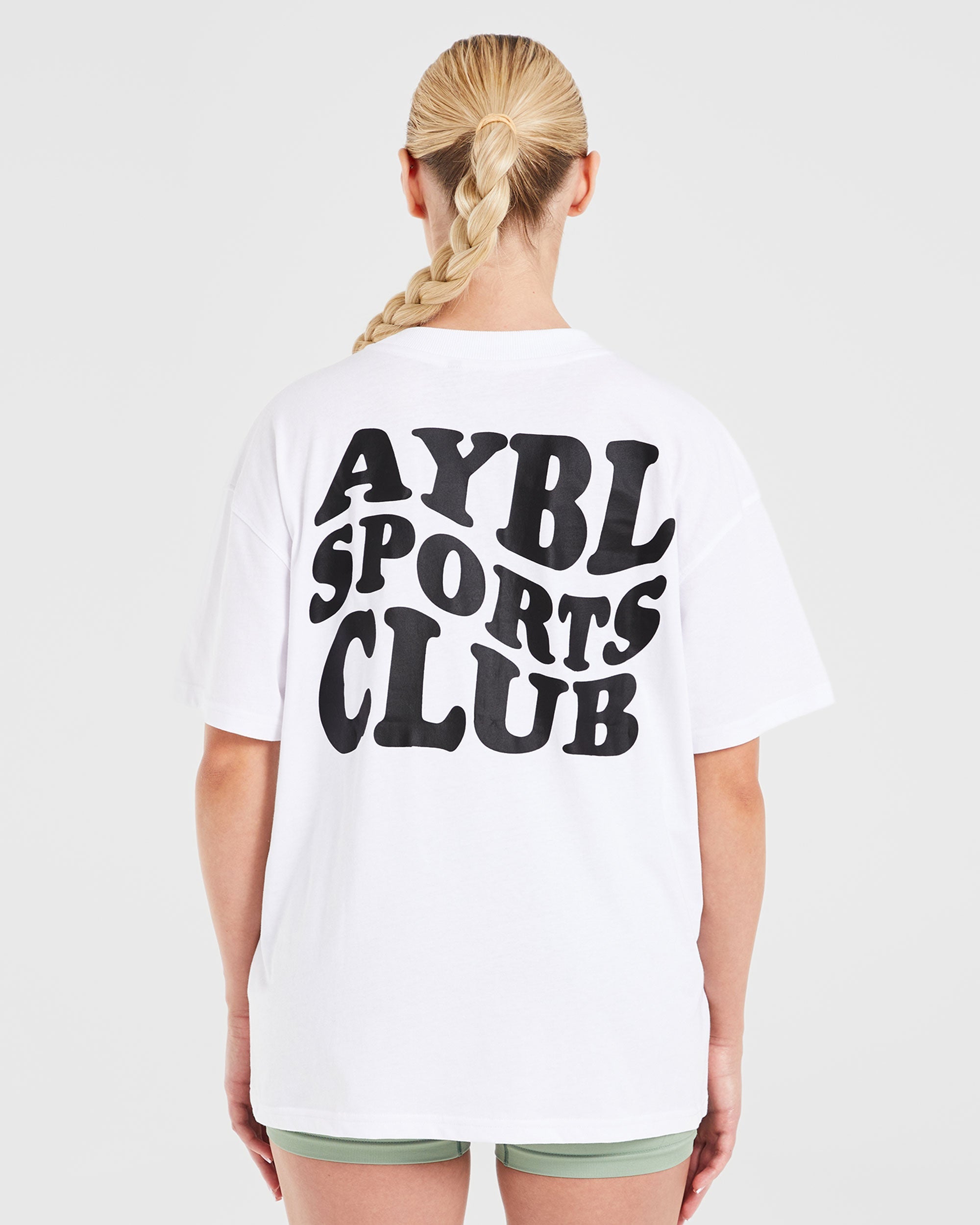T-shirt oversize a righe Sports Club - Bianco