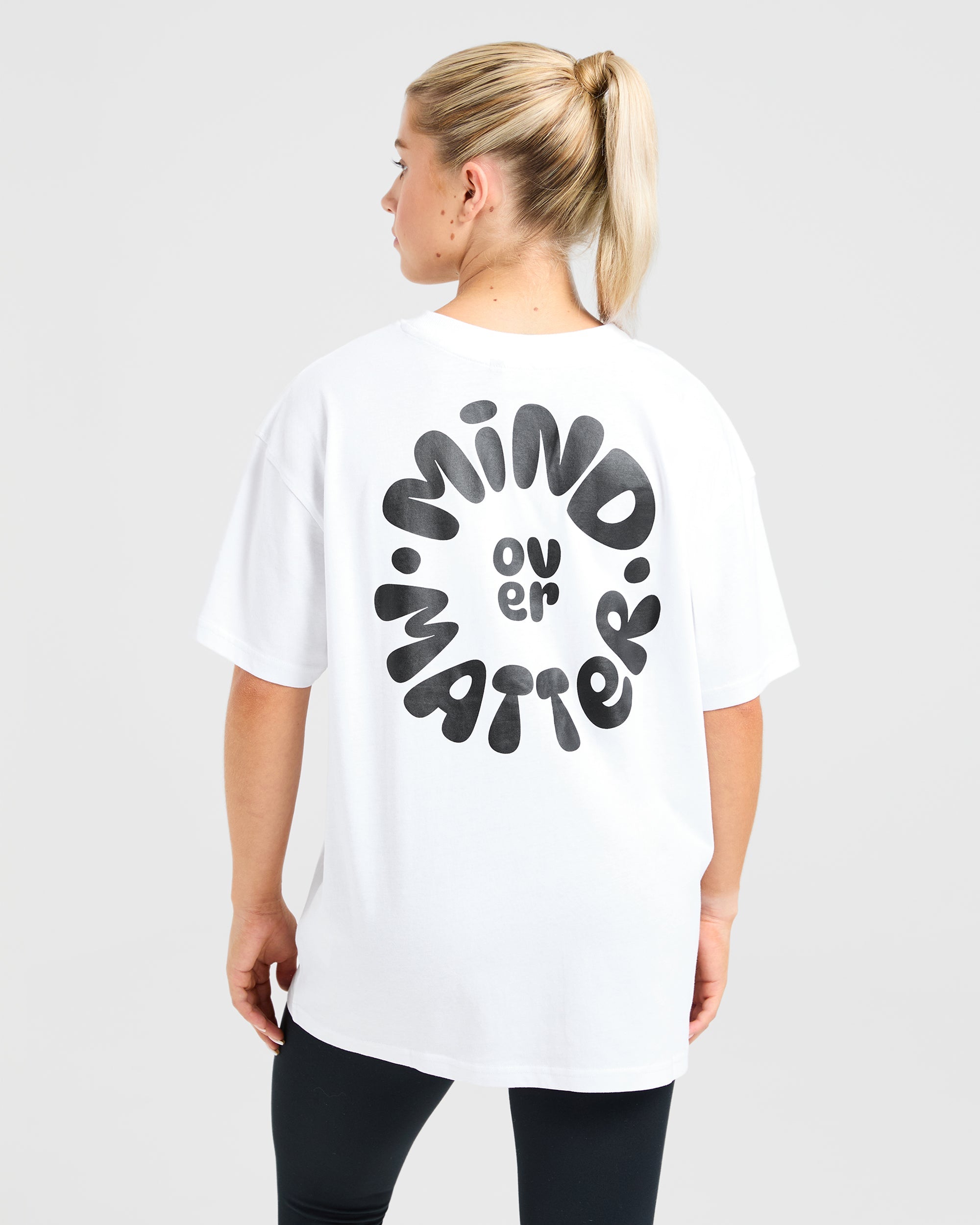 T-shirt Oversized Mind Over Matter V2 - Bianco