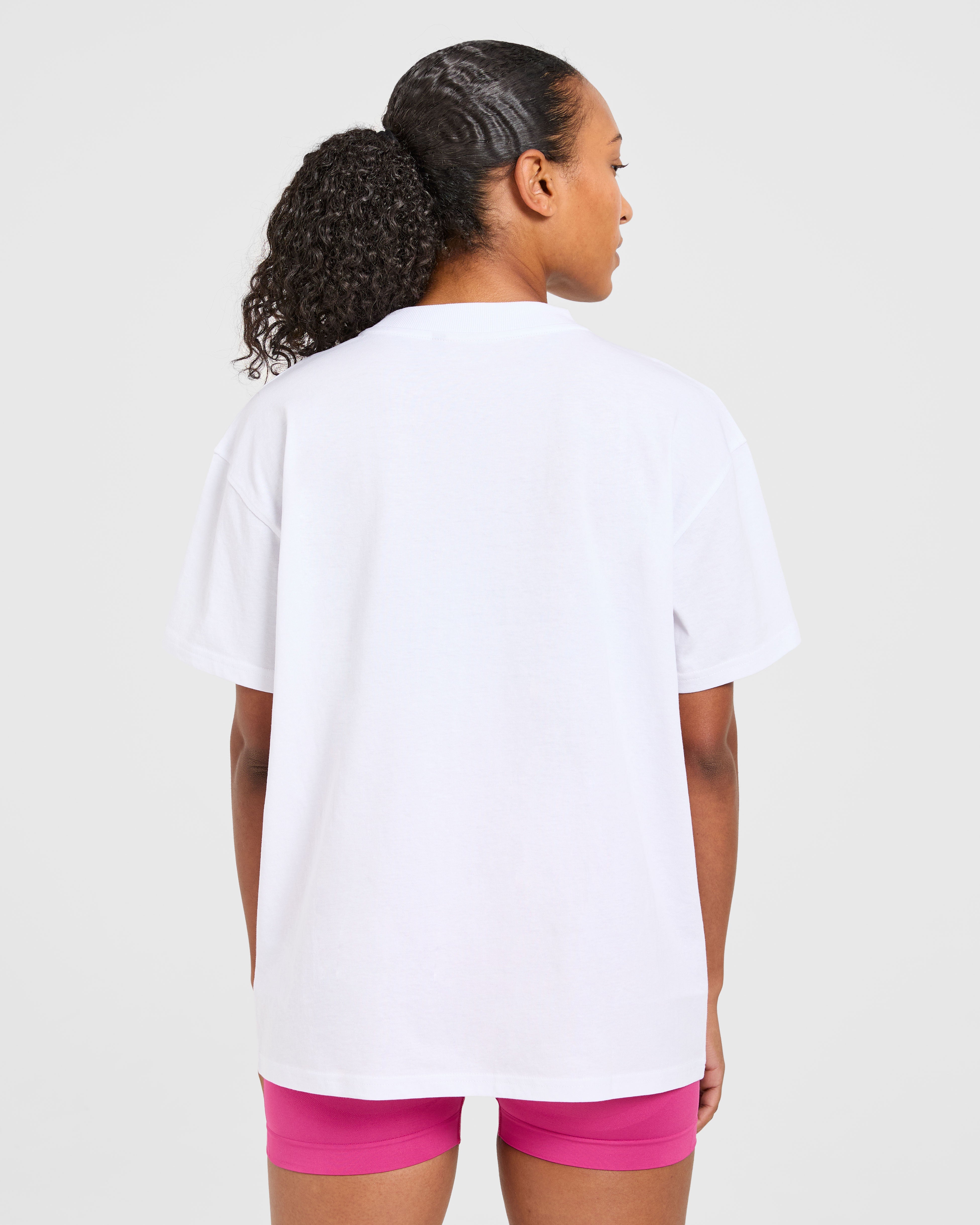 T-shirt Oversized Gothic Sports Club - Bianco/Rosa