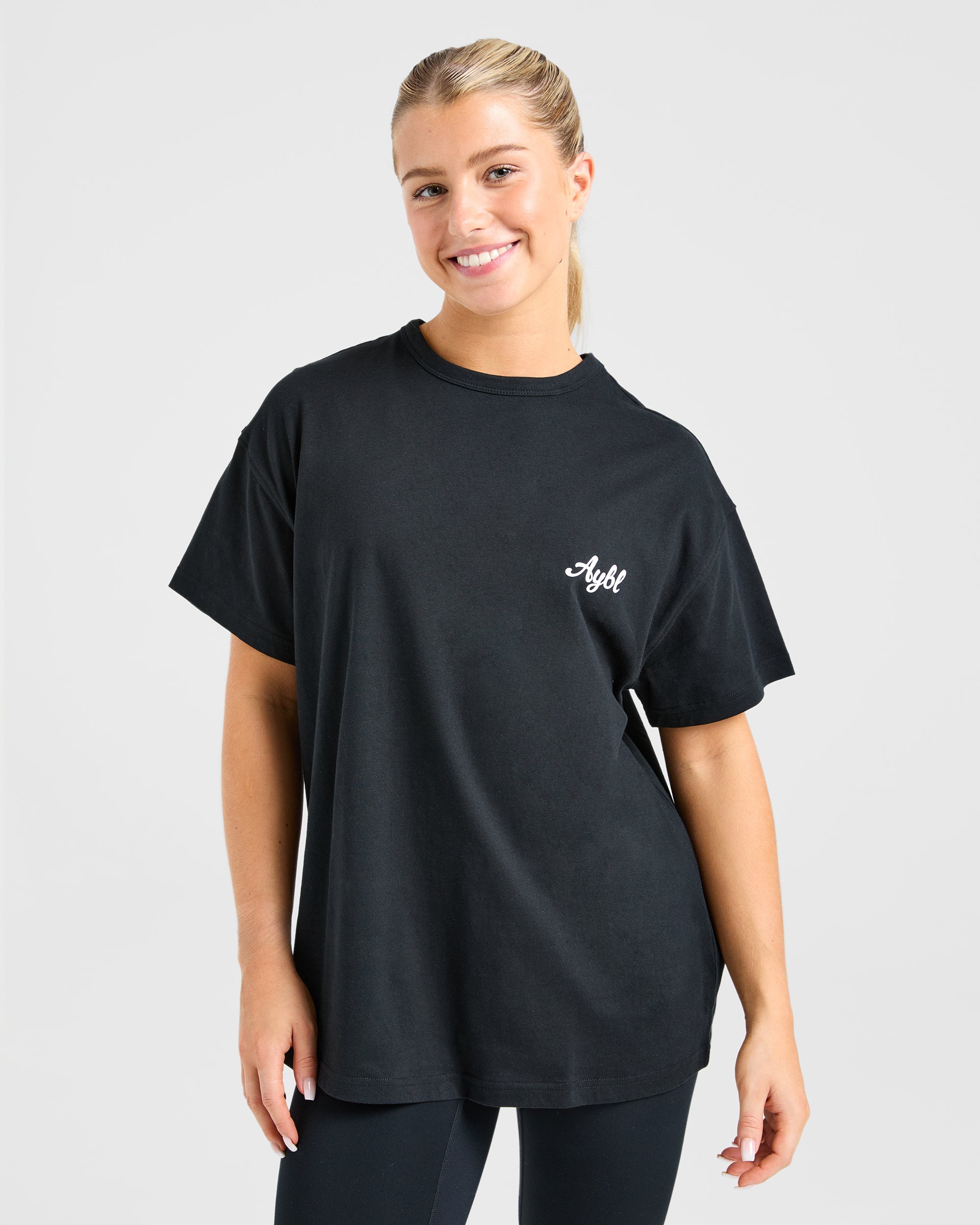 Body Achieve Mind Believe T-Shirt Oversized - Nero