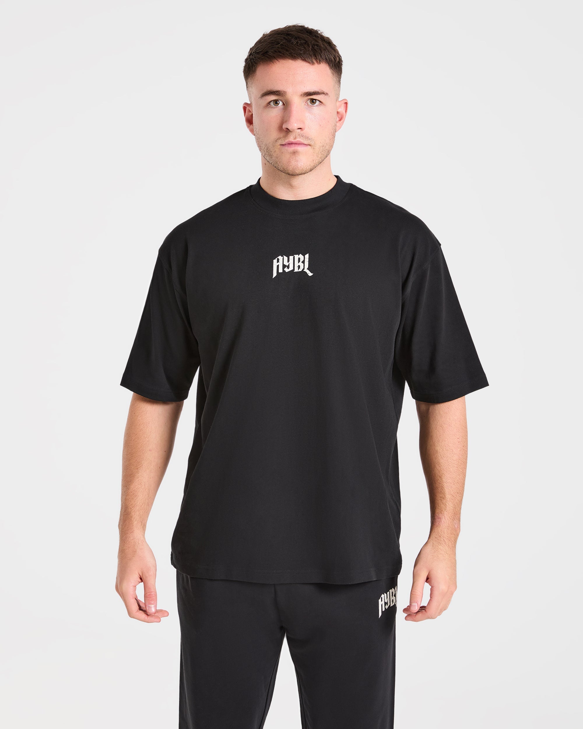 T-shirt Oversized Gotico per Sollevamento Pesi - Nero/Bianco