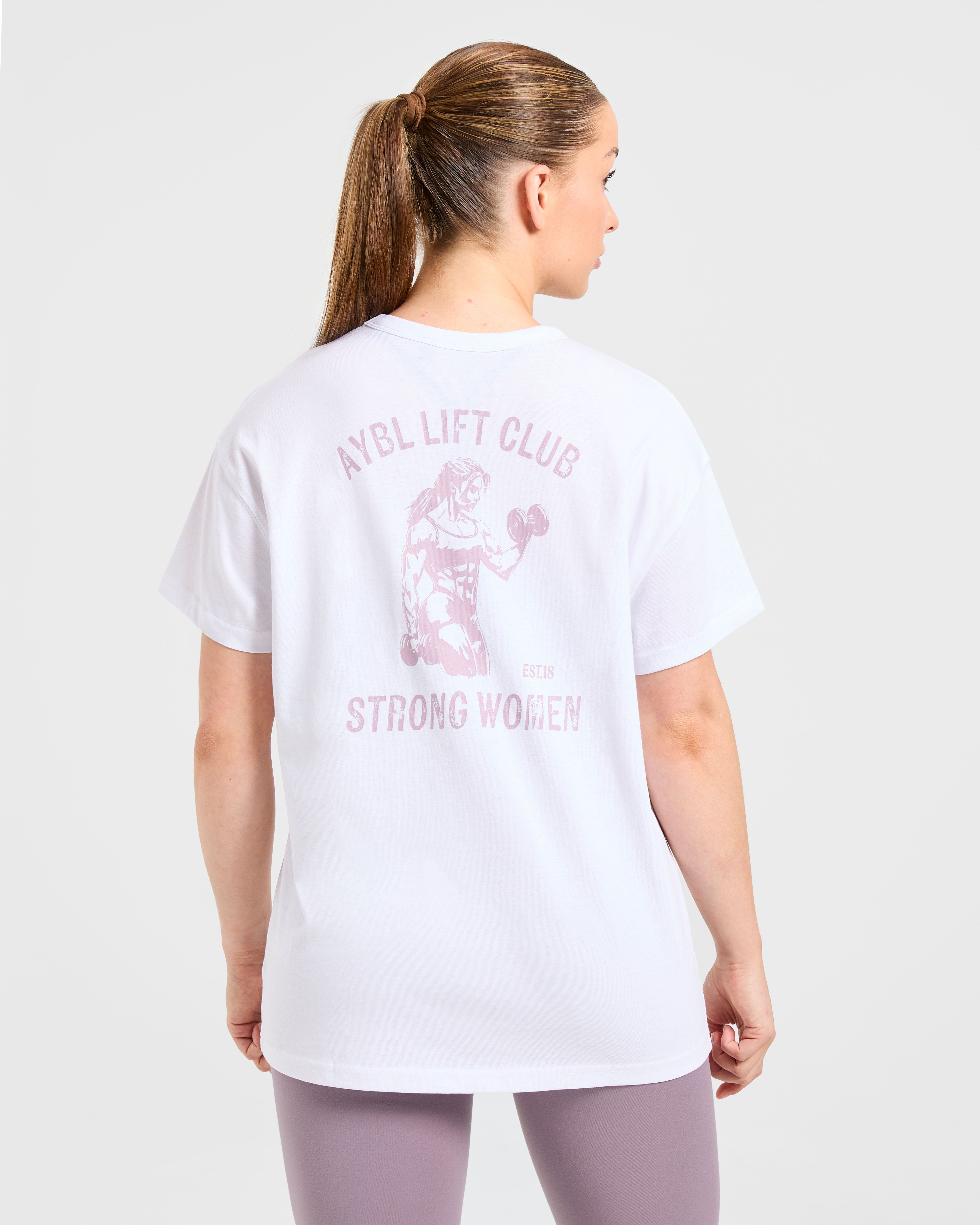 T-shirt Oversized con Stampa Donna Forte - Bianco/Lilac