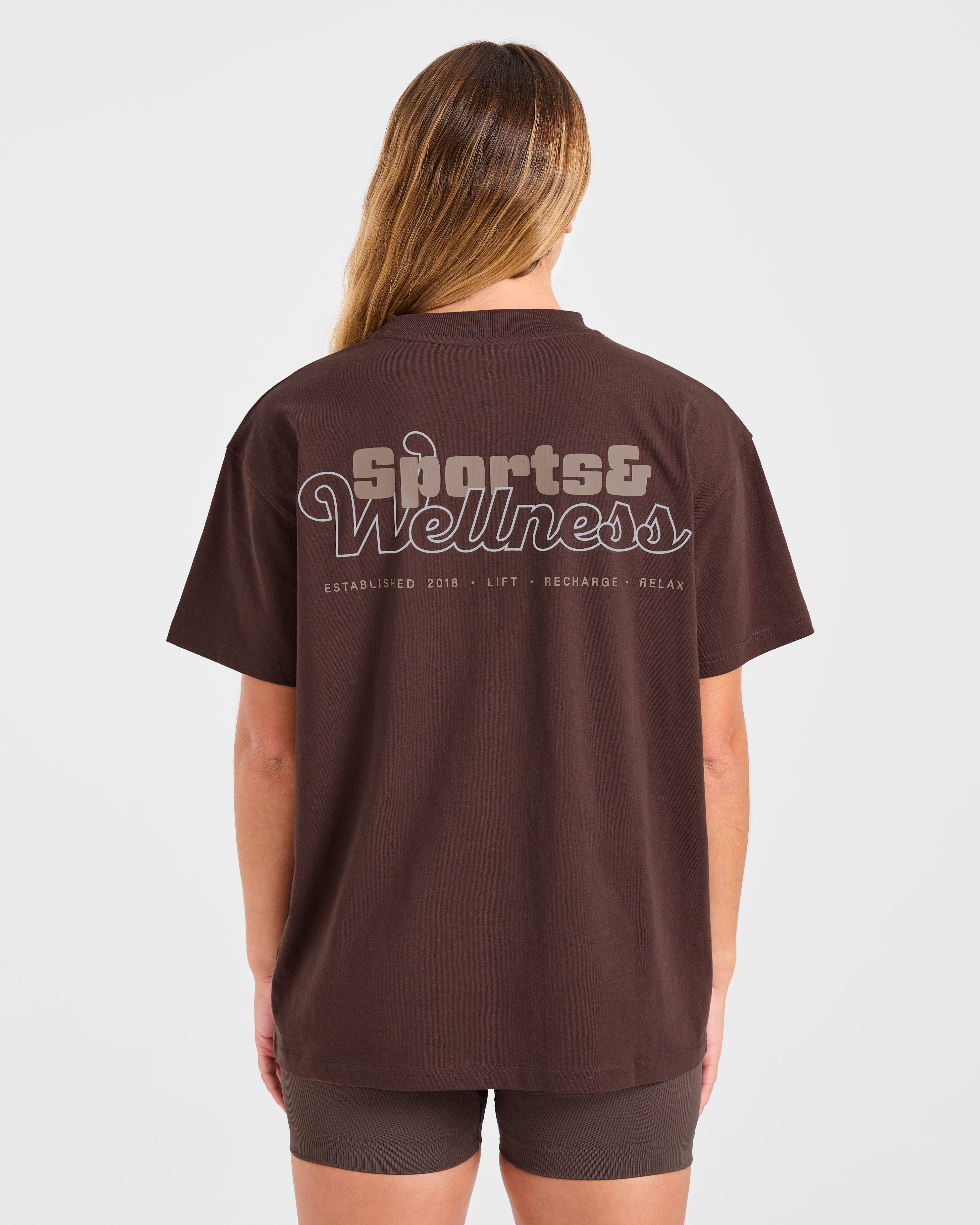 T-shirt Oversized Sports Wellness - Marrone