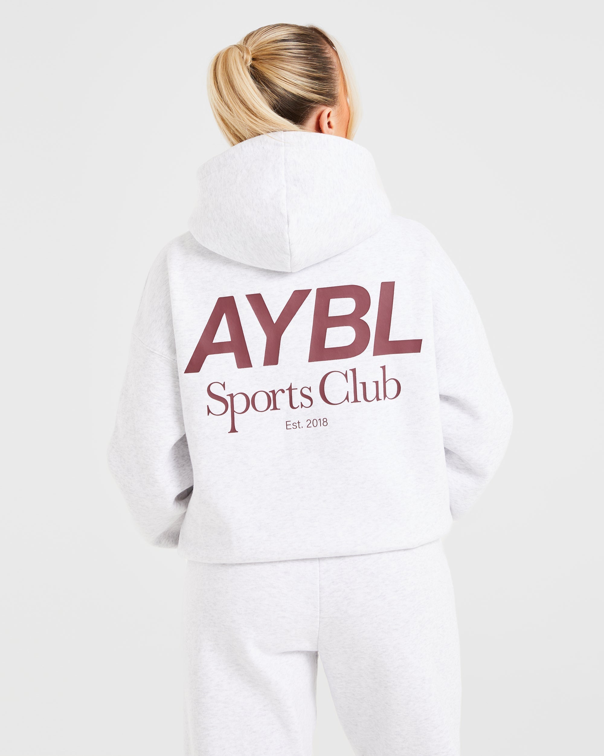 AYBL Sports Club Felpa Oversized - Grigio Mélange/Bordeaux