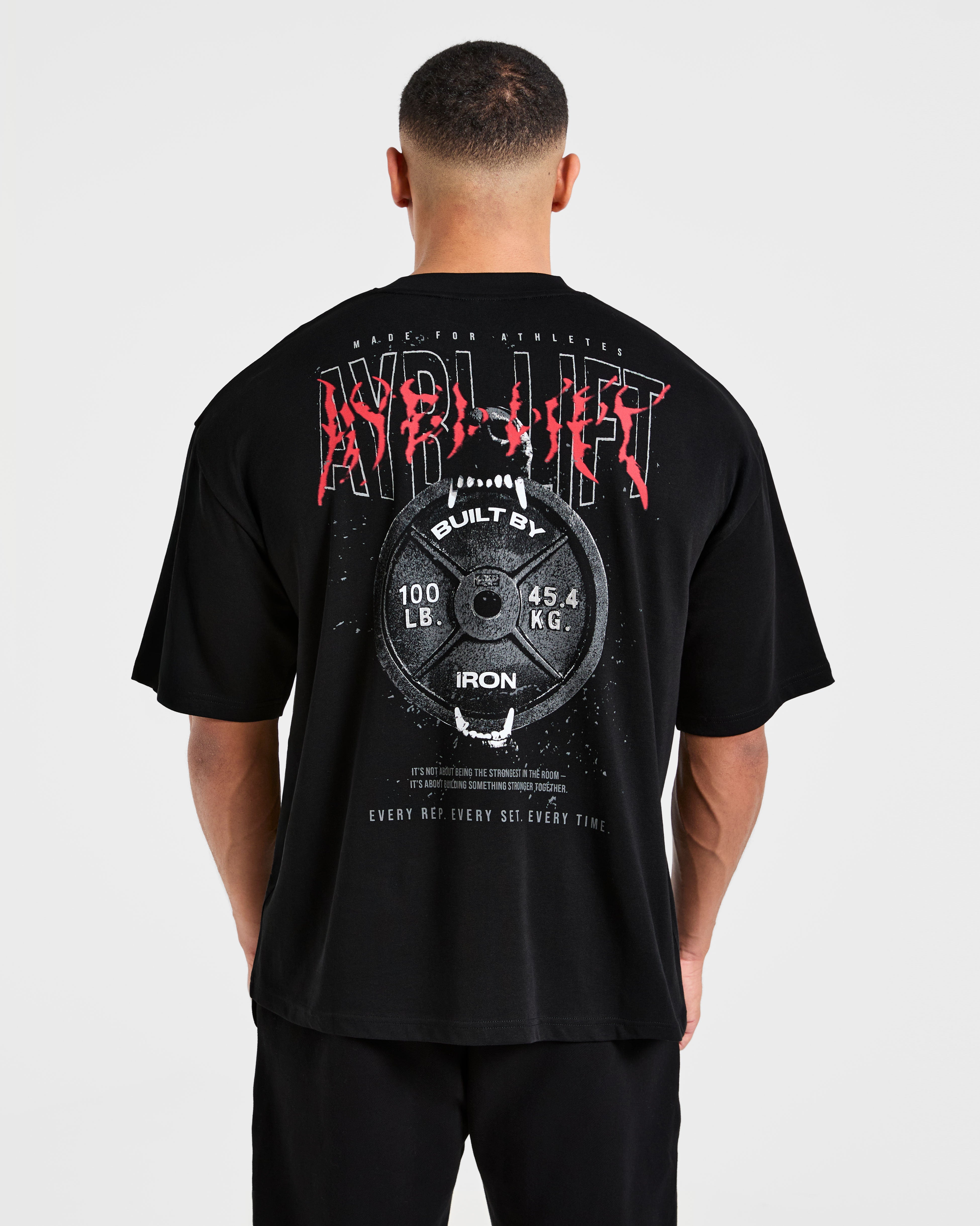 T-shirt oversize Doberman Strength - Nero/Rosso