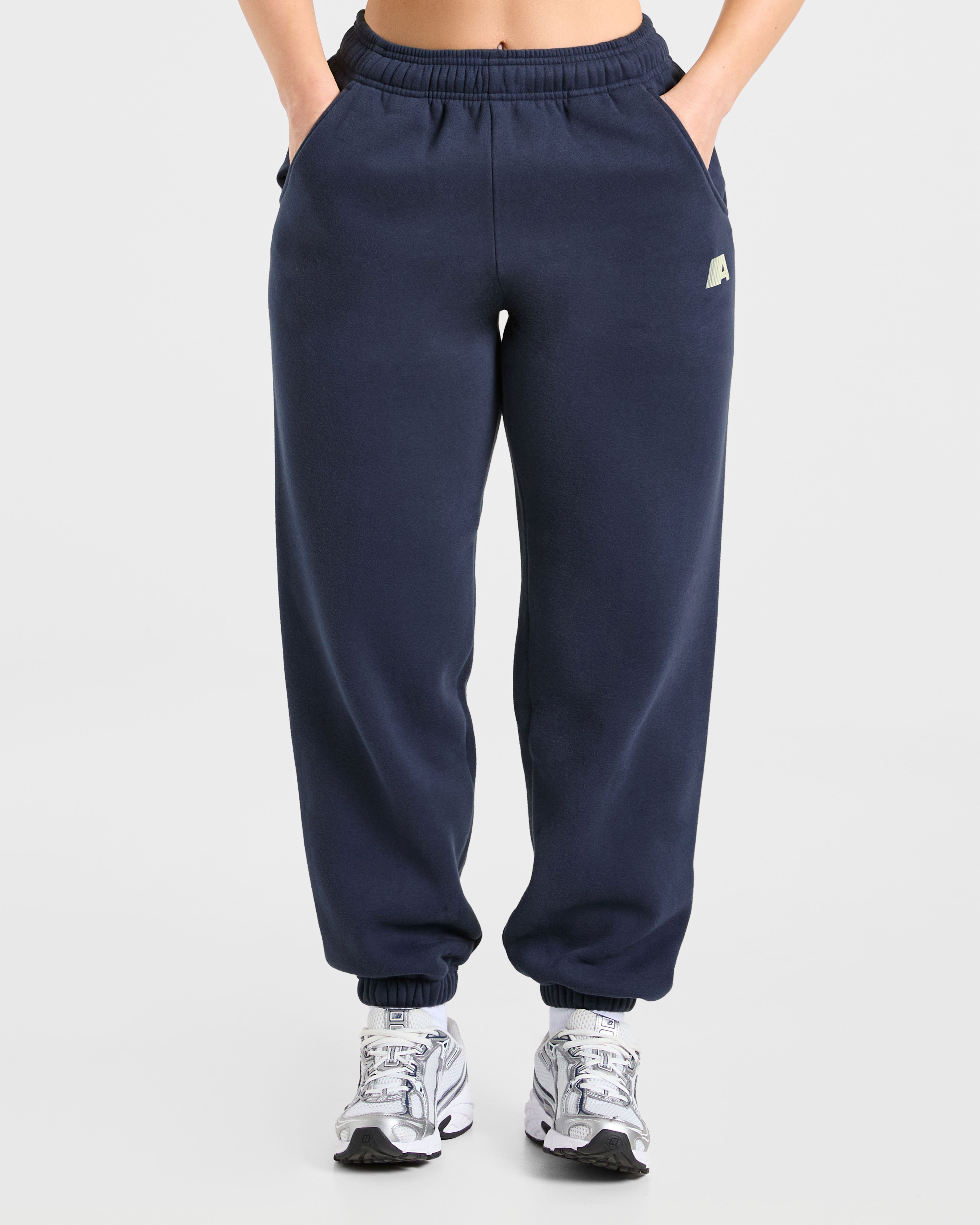 Pantaloni Jogger Oversized Retro Athletics - Blu Navy/Giallo
