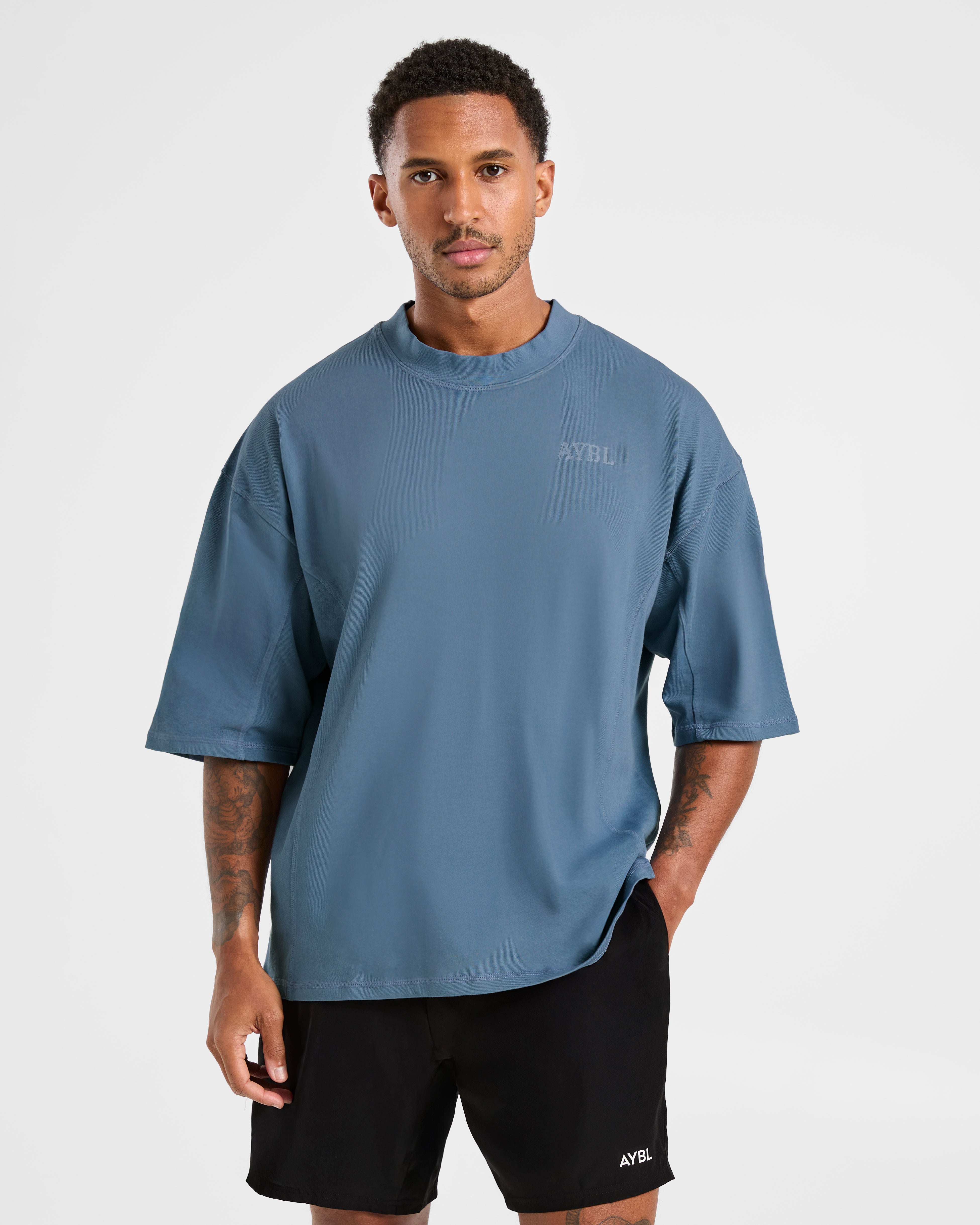 T-shirt Oversized Sbiadato Lift Club - Indigo Lavato