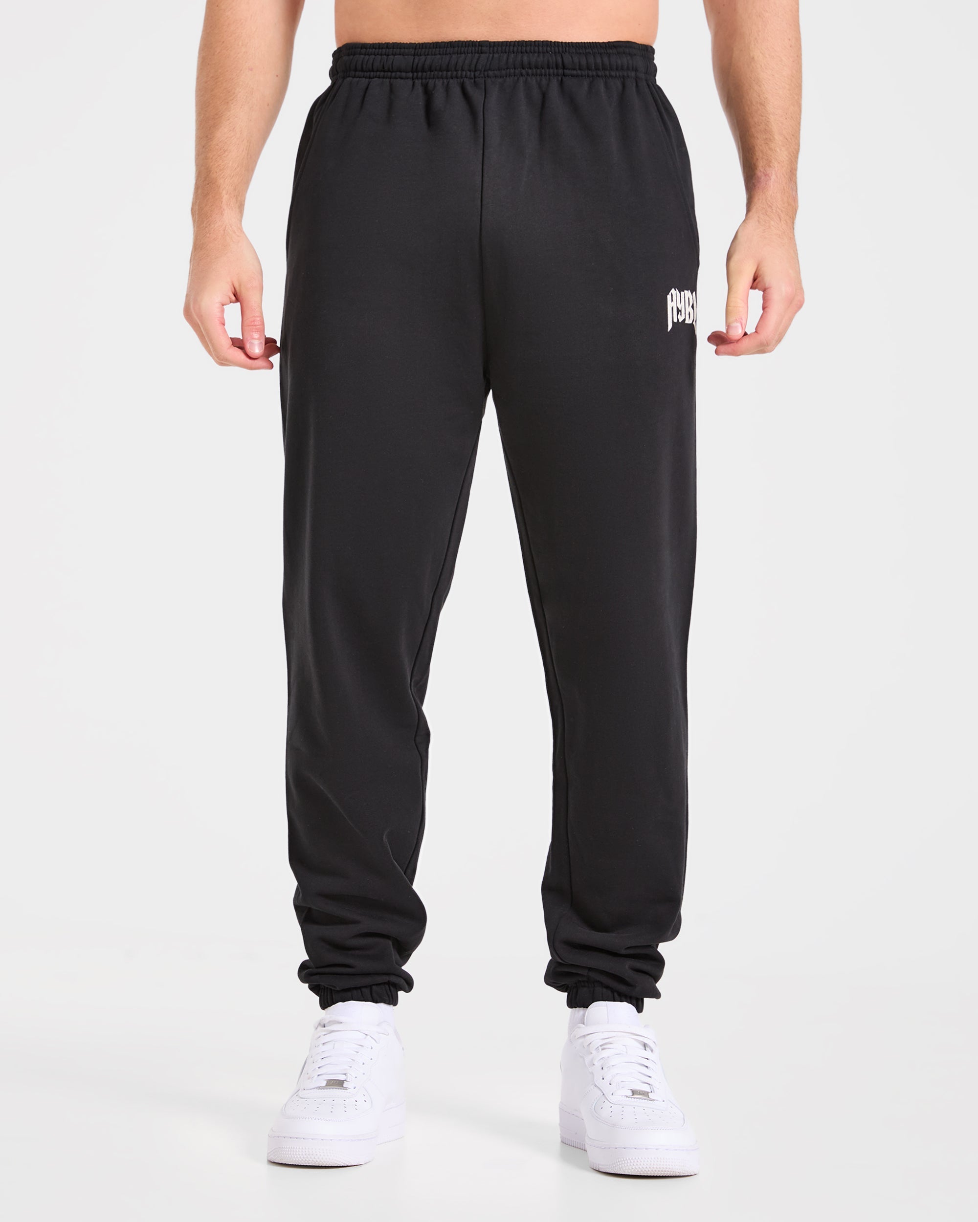 Pantaloni Jogger Oversized Gotici per Sollevamento Pesi - Nero/Bianco