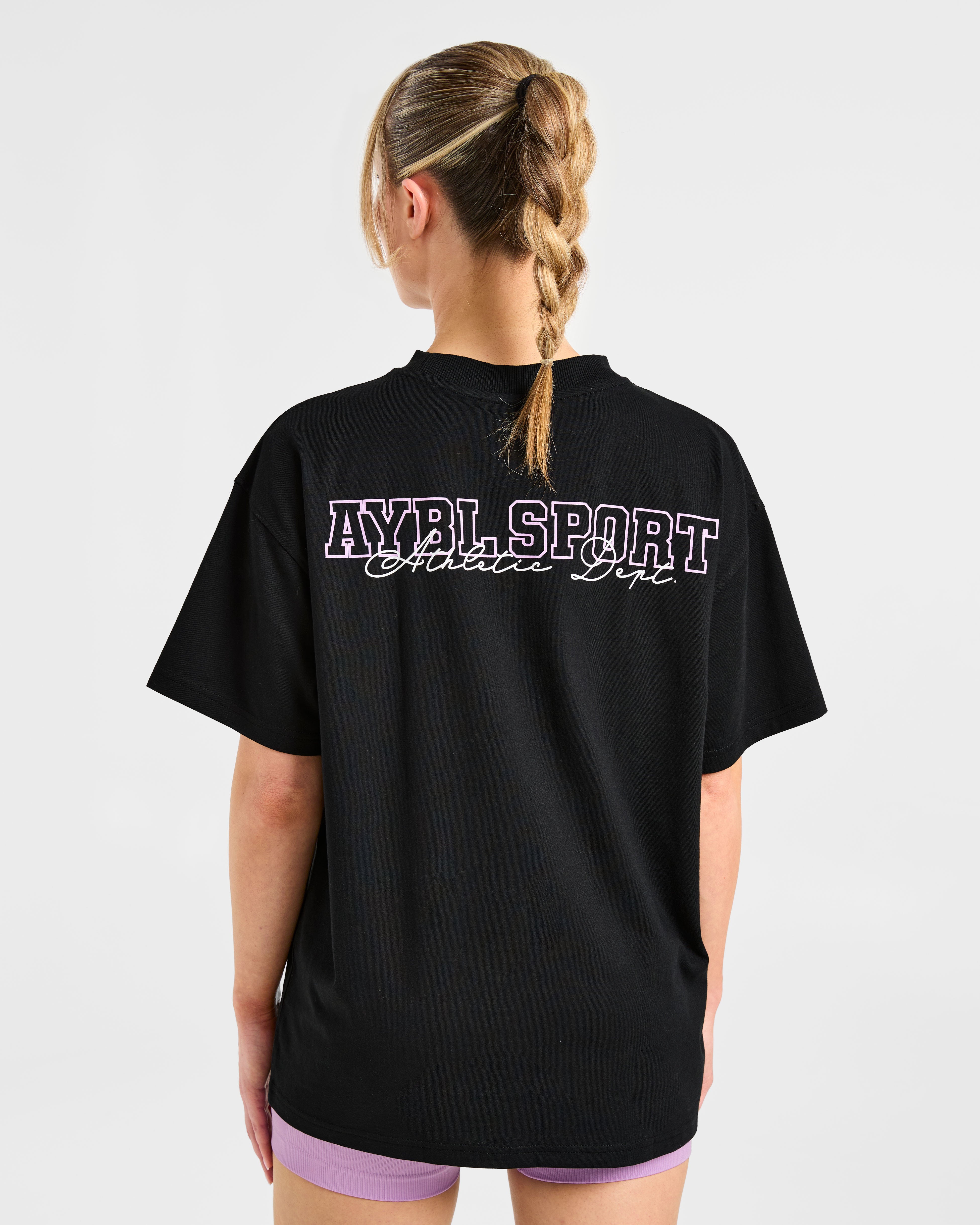T-shirt Oversized Varsity Dept. - Nero/Lilac